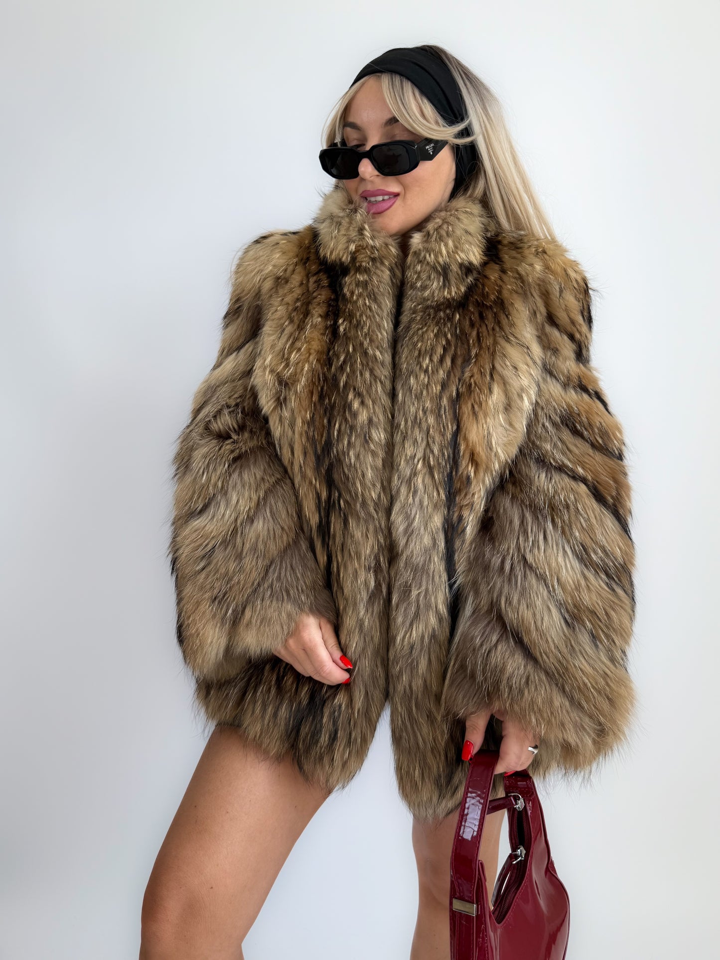 Vintage Natural Raccoon Fur Coat – Dramatic Mob Wife Style Statement Winter Coat S- M