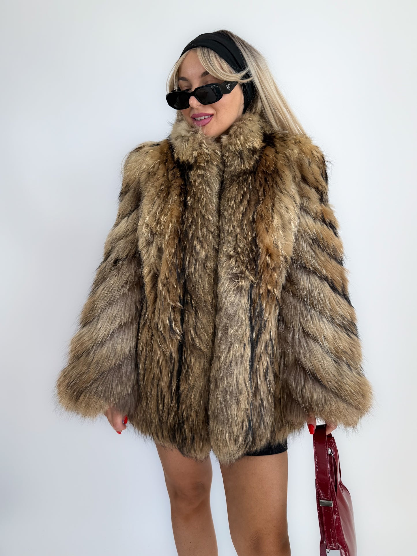 Vintage Natural Raccoon Fur Coat – Dramatic Mob Wife Style Statement Winter Coat S- M