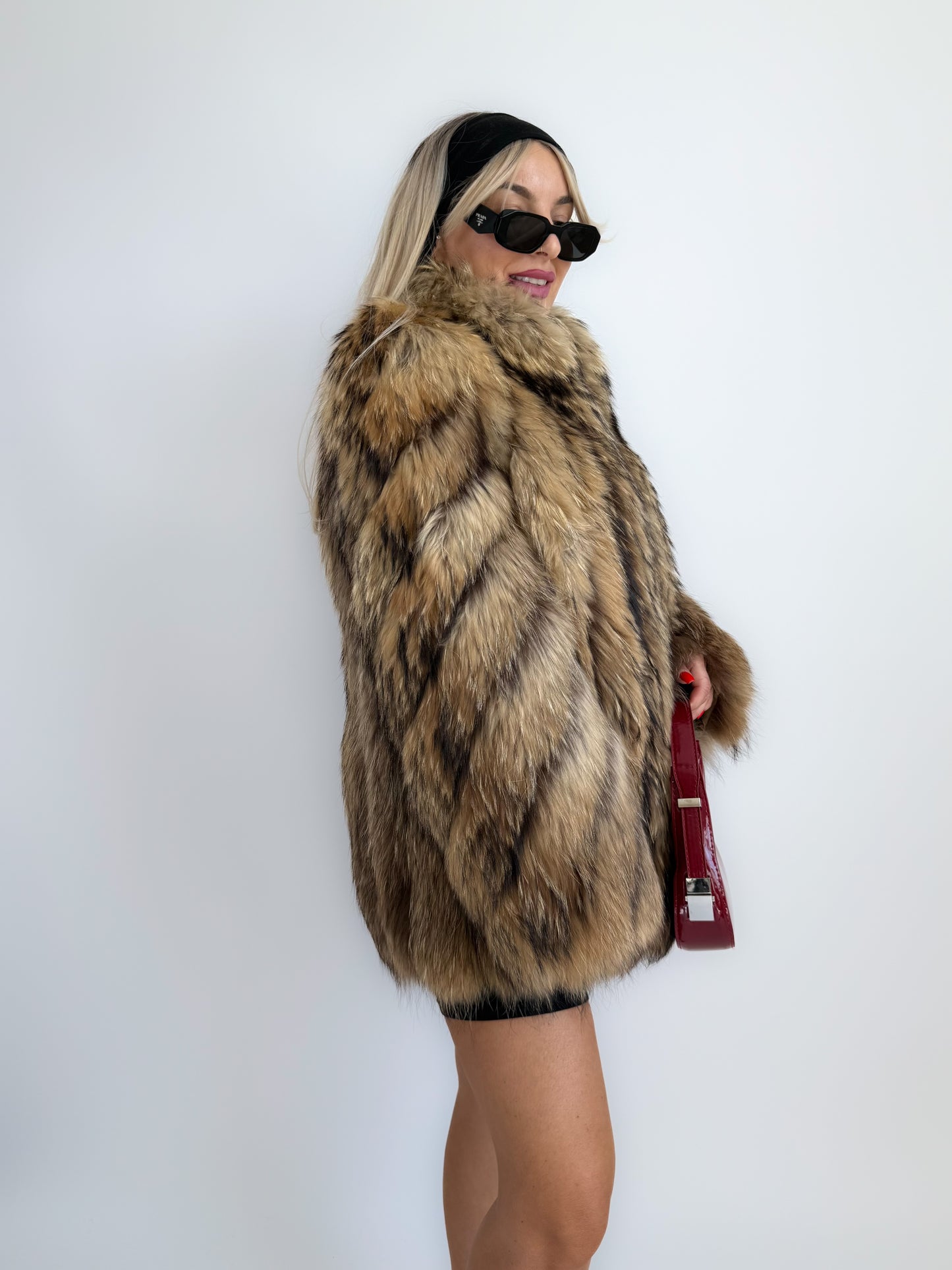 Vintage Natural Raccoon Fur Coat – Dramatic Mob Wife Style Statement Winter Coat S- M
