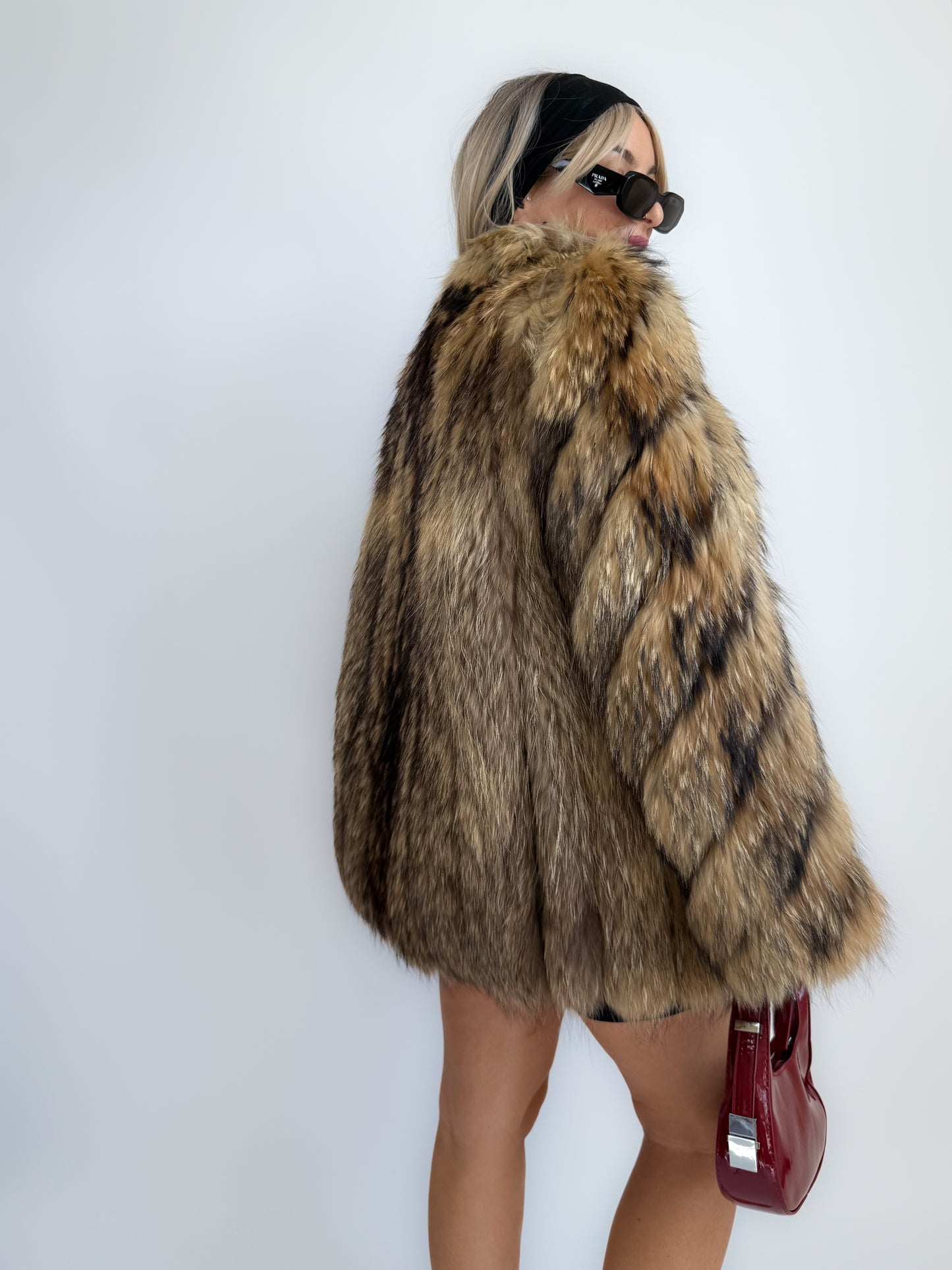 Vintage Natural Raccoon Fur Coat – Dramatic Mob Wife Style Statement Winter Coat S- M