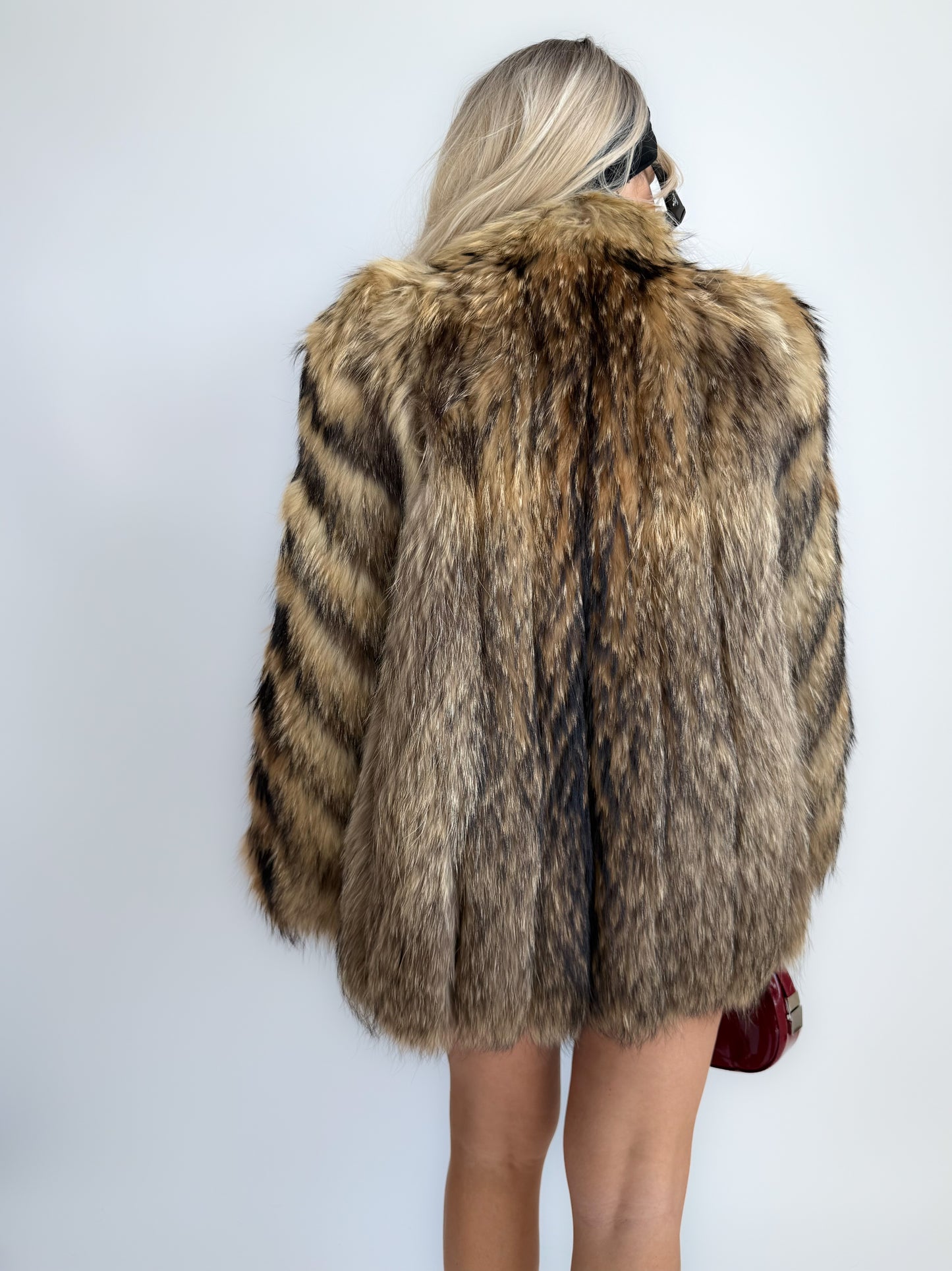 Vintage Natural Raccoon Fur Coat – Dramatic Mob Wife Style Statement Winter Coat S- M