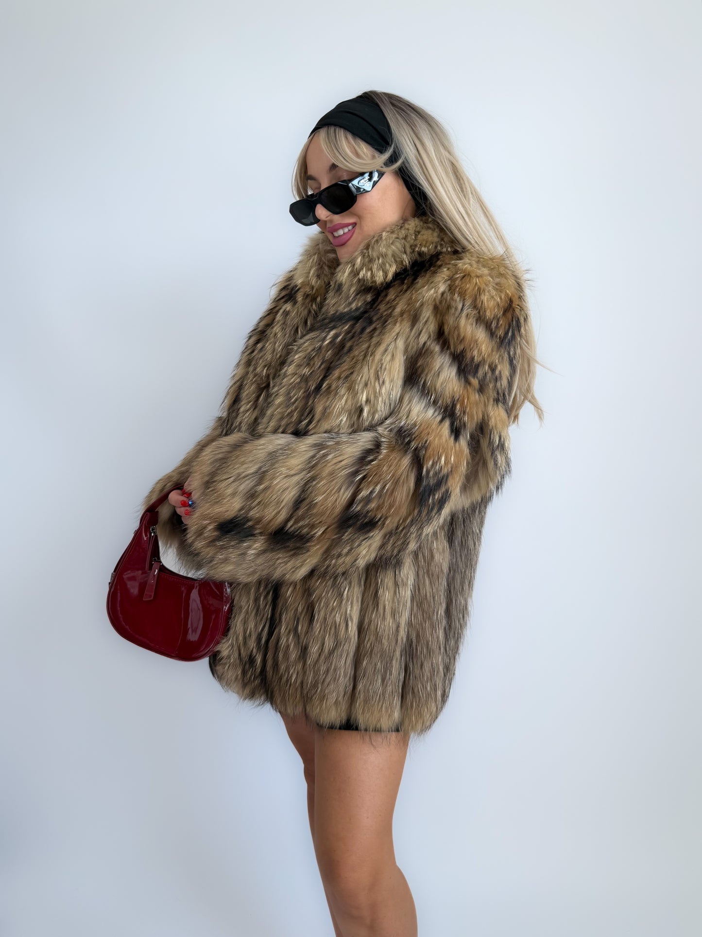 Vintage Natural Raccoon Fur Coat – Dramatic Mob Wife Style Statement Winter Coat S- M
