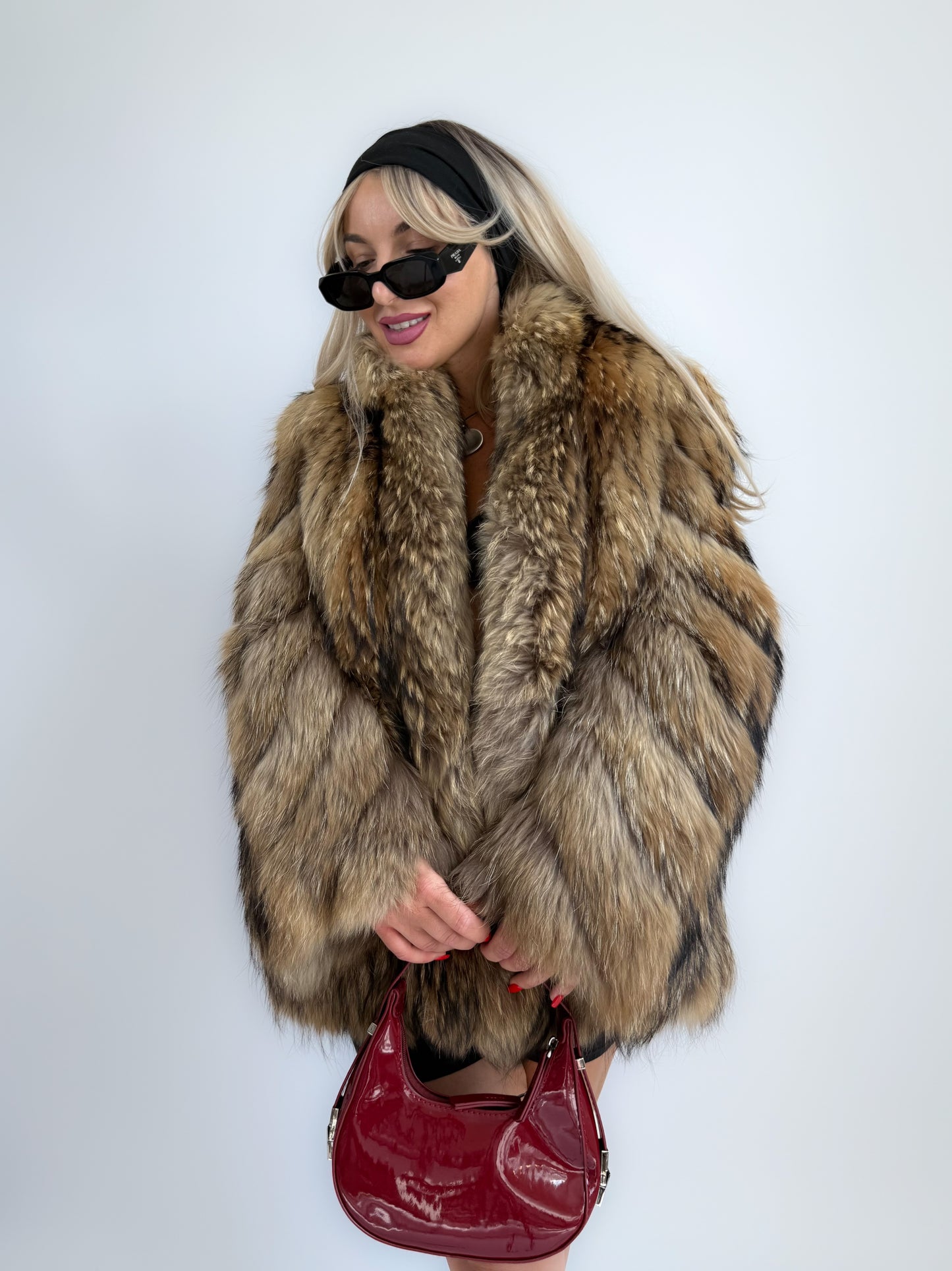 Vintage Natural Raccoon Fur Coat – Dramatic Mob Wife Style Statement Winter Coat S- M