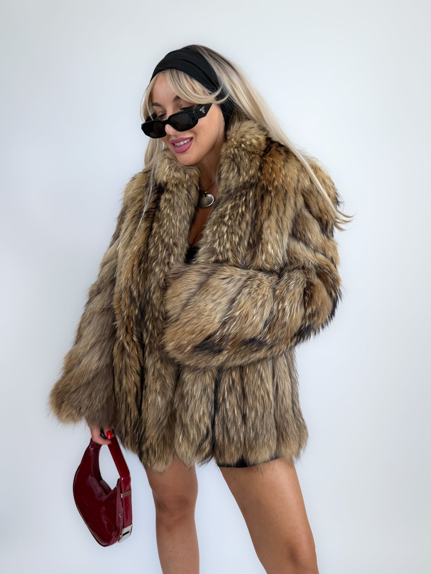 Vintage Natural Raccoon Fur Coat – Dramatic Mob Wife Style Statement Winter Coat S- M
