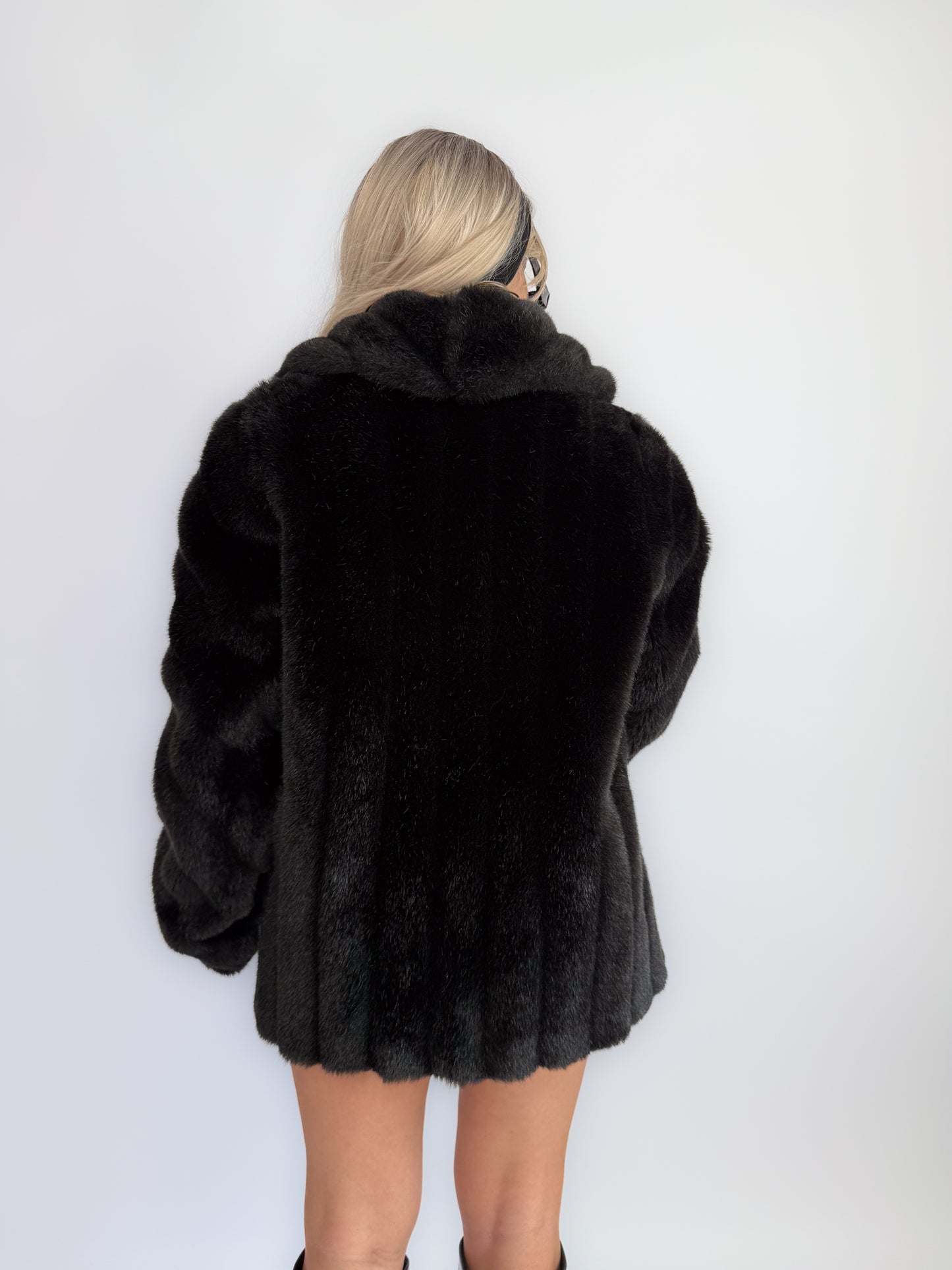 Vintage Dark Brown Faux Fur Coat Women’s Size Large – Made in USA Winter Jacket