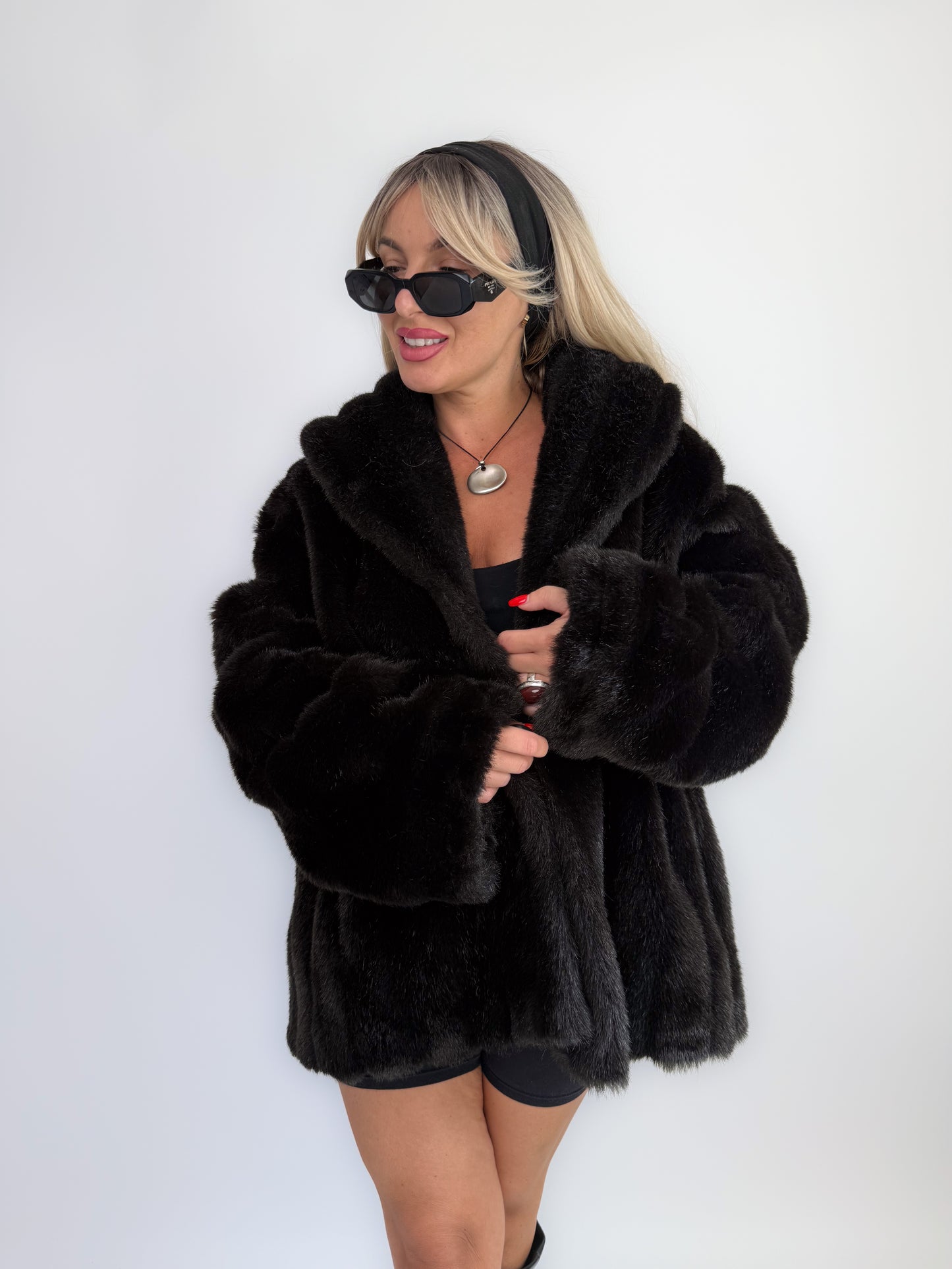 Vintage Dark Brown Faux Fur Coat Women’s Size Large – Made in USA Winter Jacket