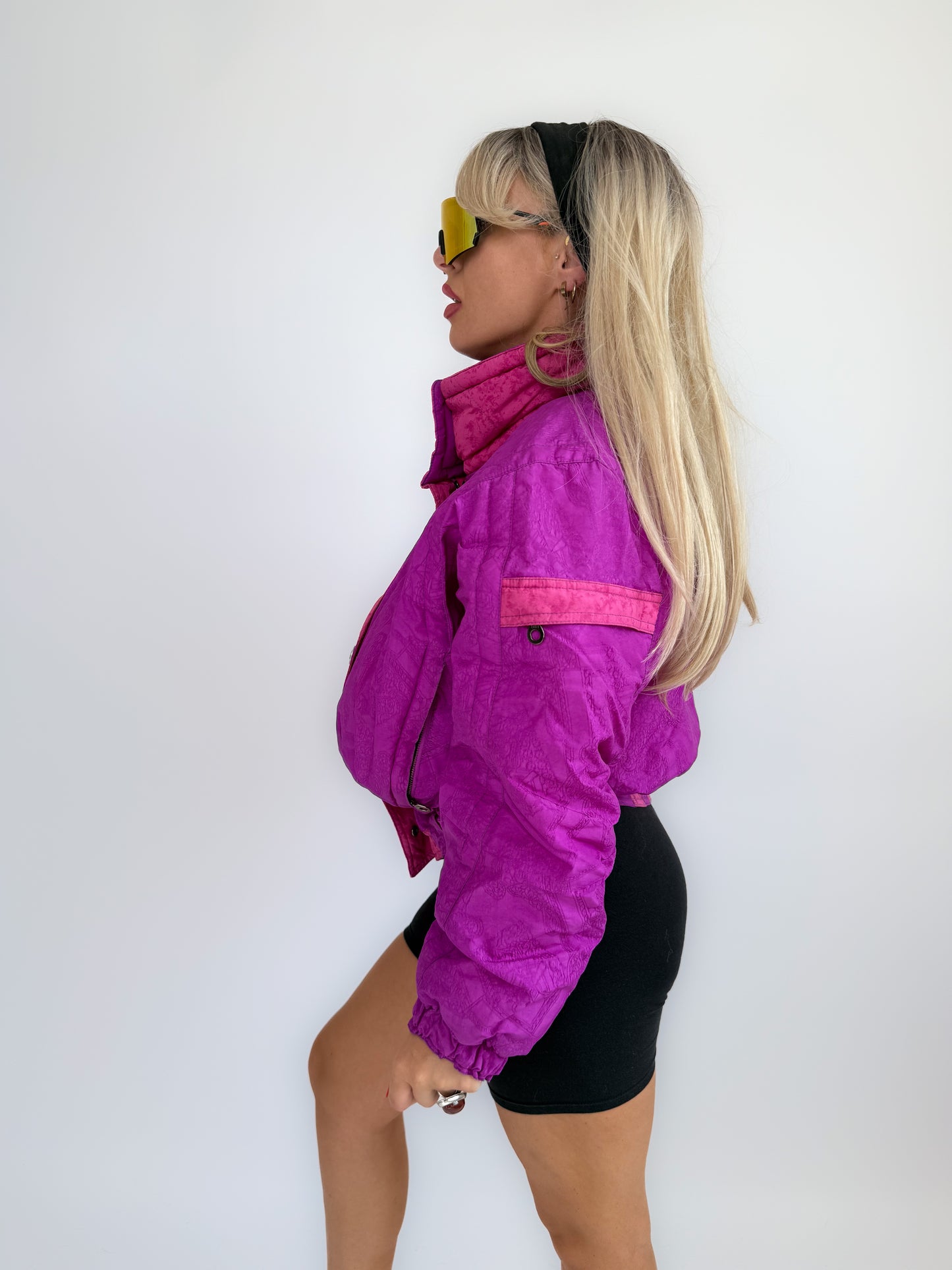 Vintage 90s Pink and Purple Ski Puffer Bomber Jacket S-M