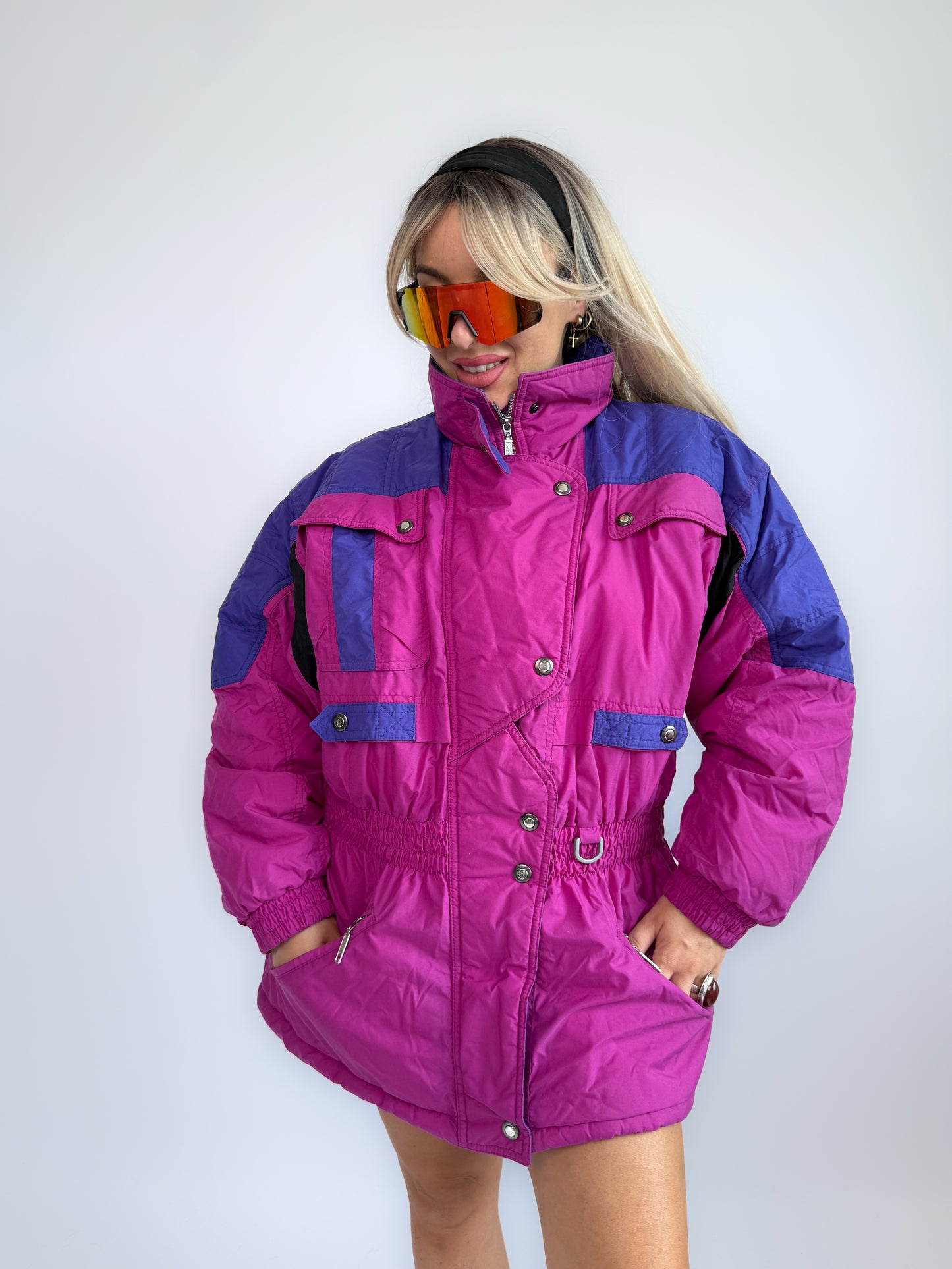 90s Hot Pink & Purple Ski Parka – Vintage St. John’s Bay Oversized Winter Jacket S-M-L