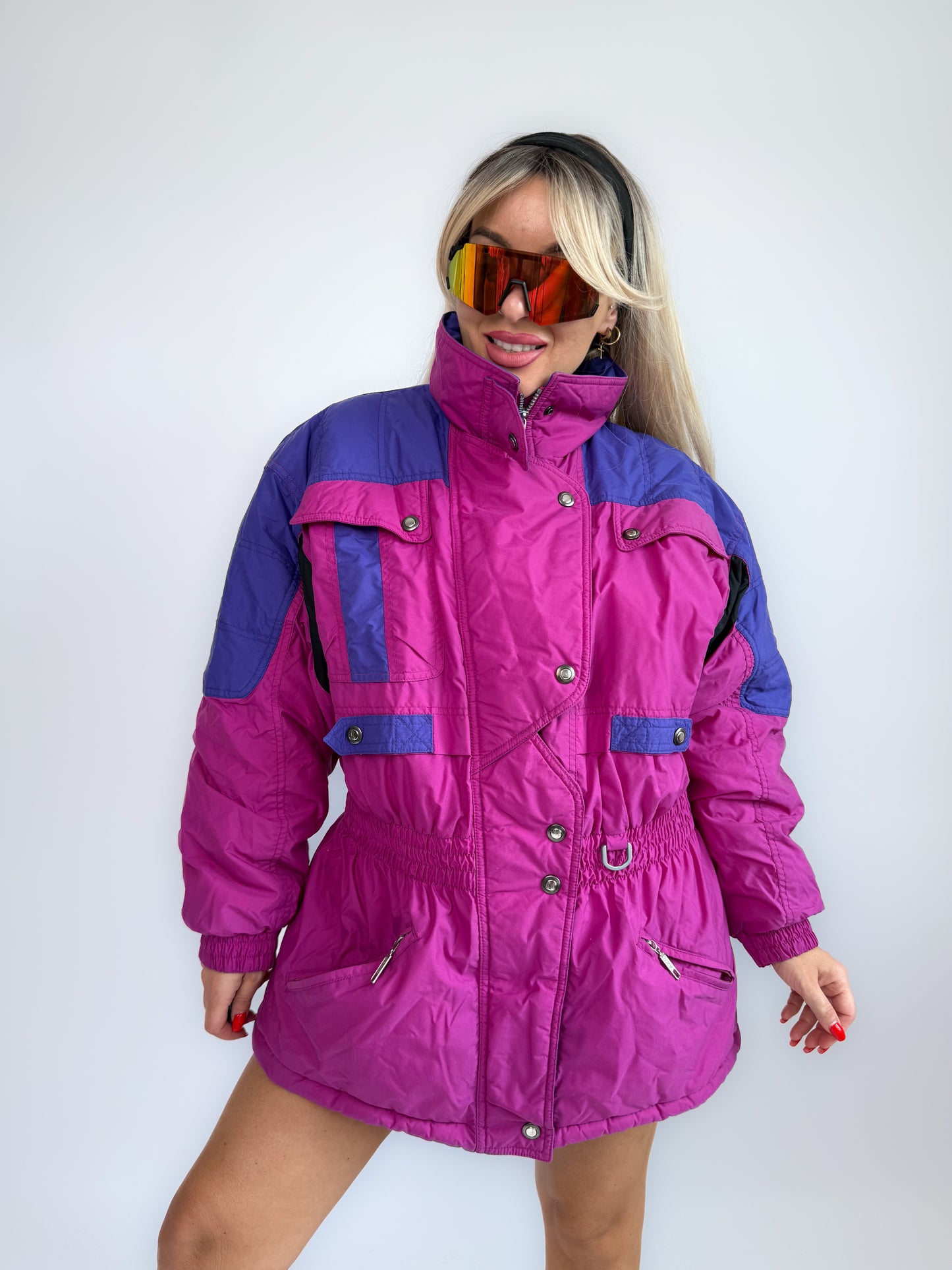 90s Hot Pink & Purple Ski Parka – Vintage St. John’s Bay Oversized Winter Jacket S-M-L