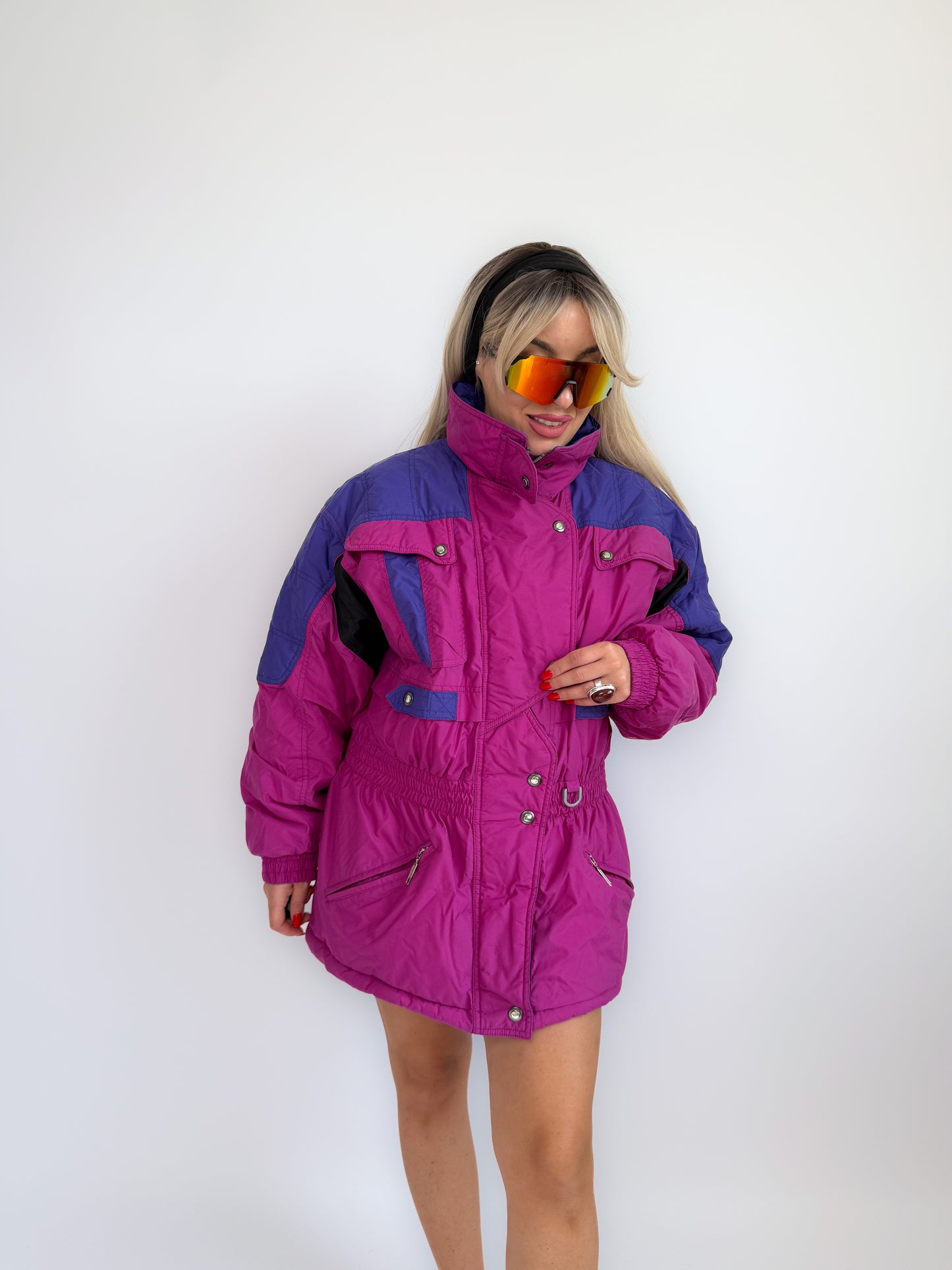 90s Hot Pink & Purple Ski Parka – Vintage St. John’s Bay Oversized Winter Jacket S-M-L