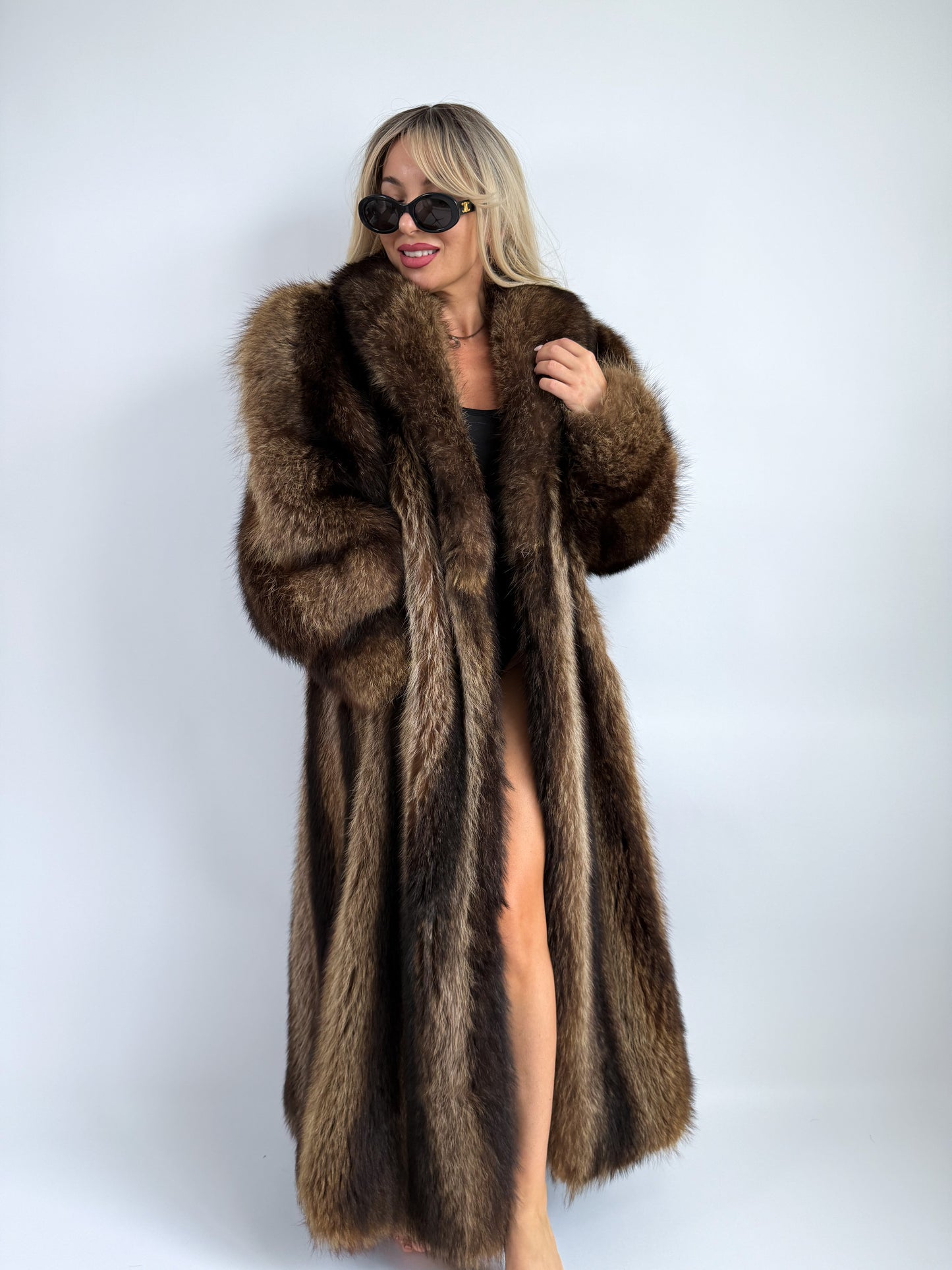 Vintage Raccoon Fur Coat – Full Length Heavyweight Mob Wife Glam | Size S-M