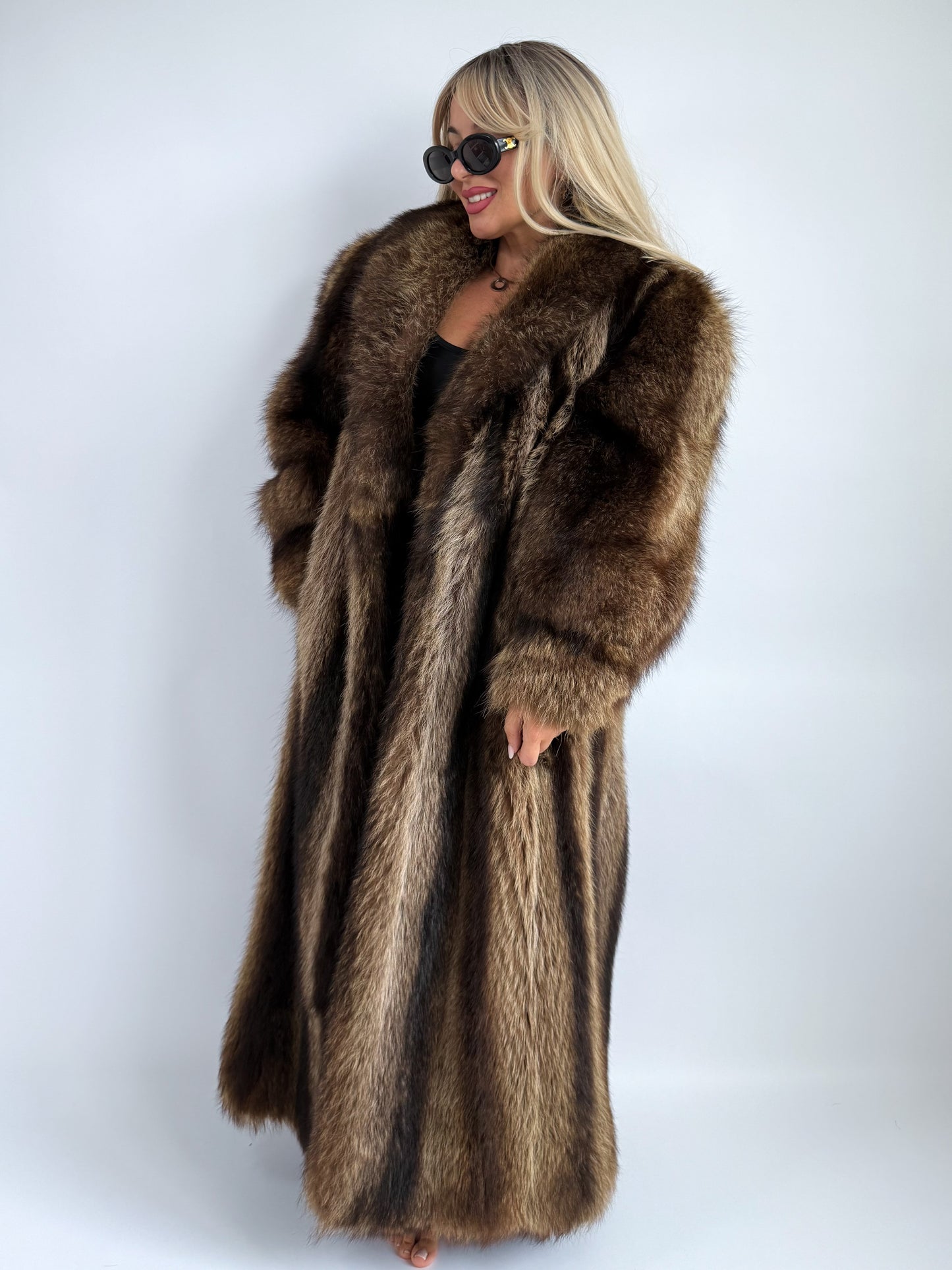 Vintage Raccoon Fur Coat – Full Length Heavyweight Mob Wife Glam | Size S-M