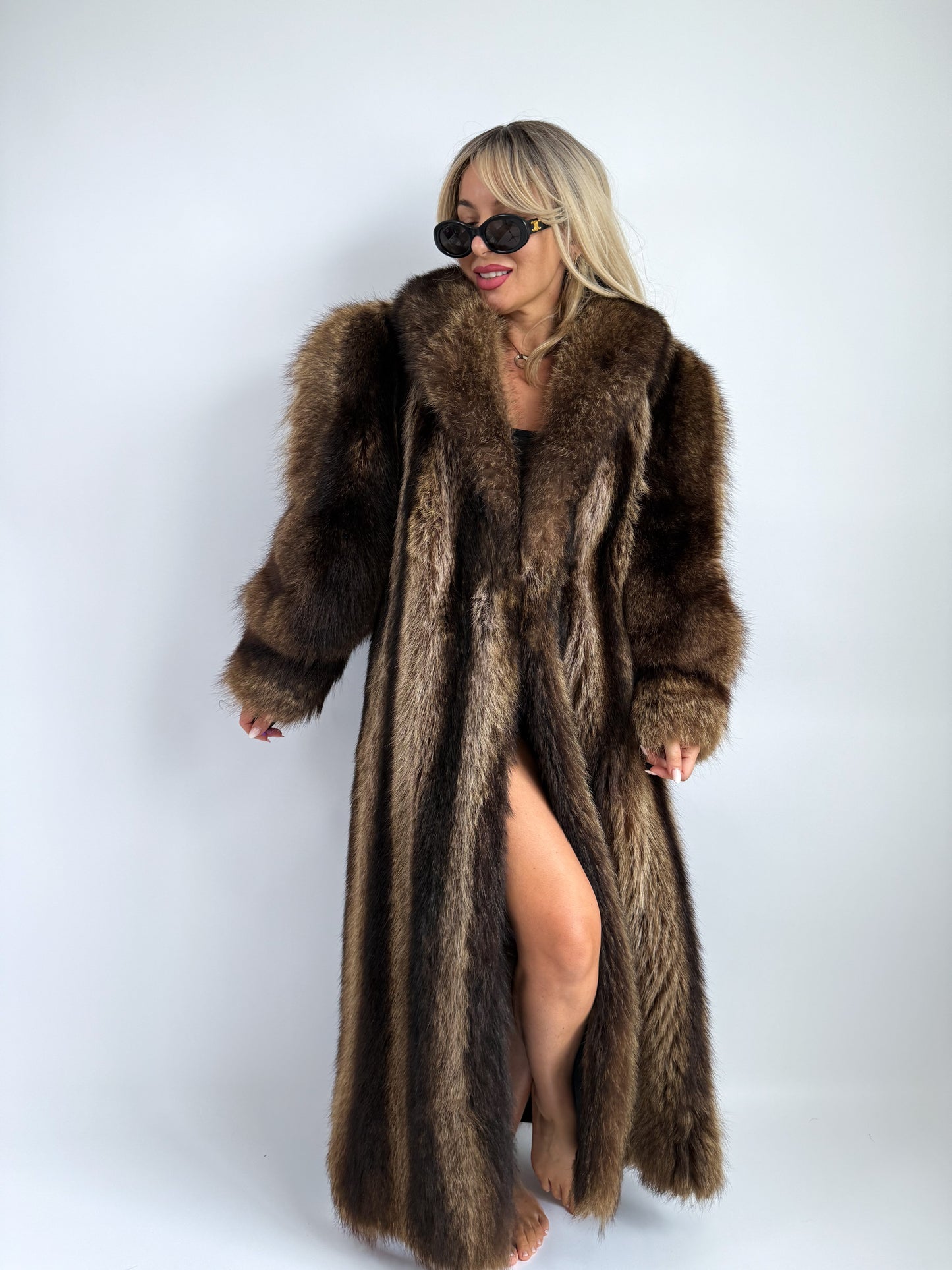 Vintage Raccoon Fur Coat – Full Length Heavyweight Mob Wife Glam | Size S-M
