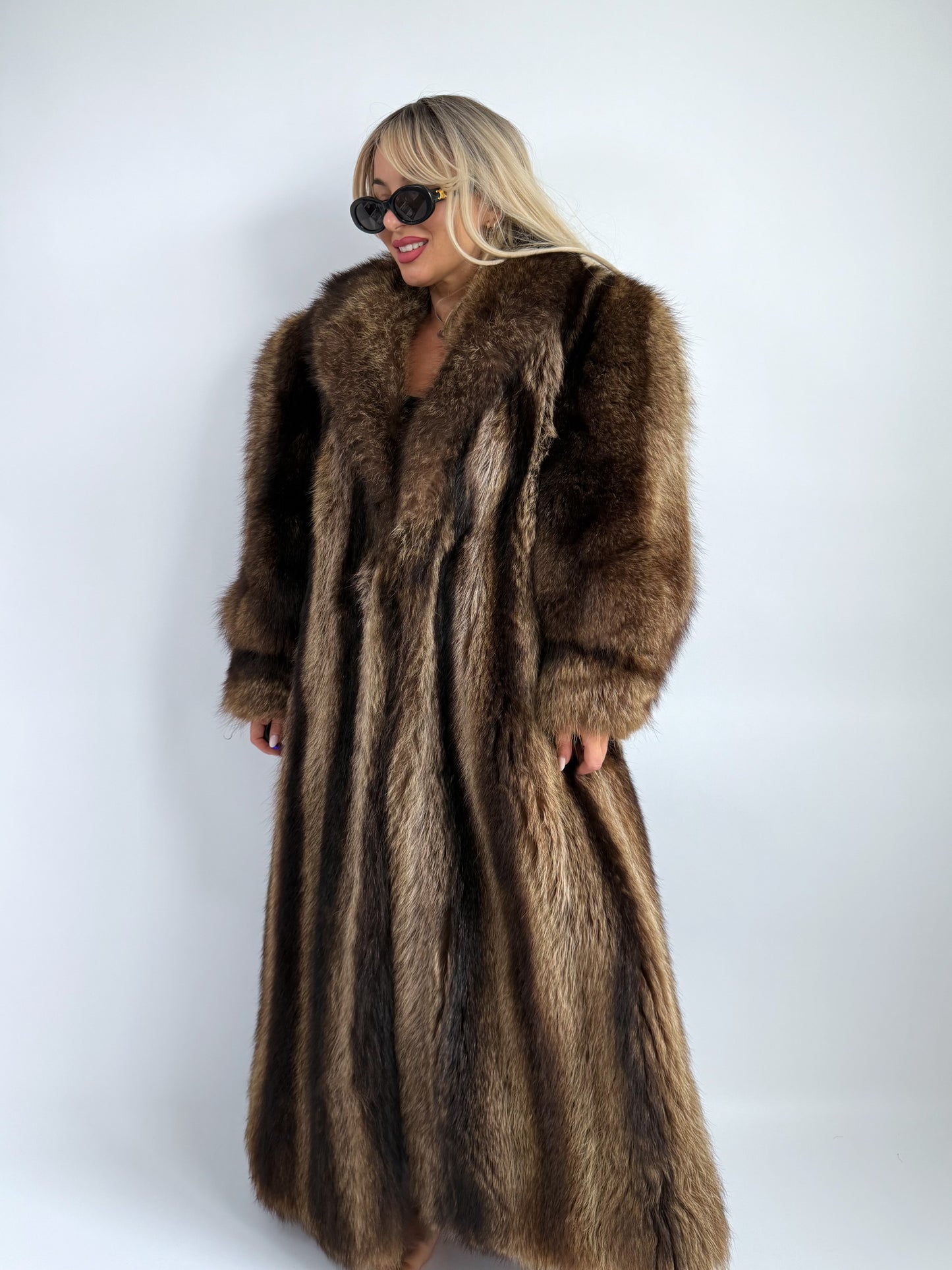 Vintage Raccoon Fur Coat – Full Length Heavyweight Mob Wife Glam | Size S-M
