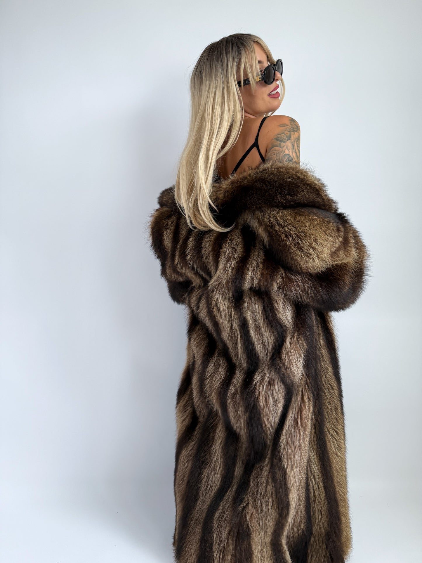 Vintage Raccoon Fur Coat – Full Length Heavyweight Mob Wife Glam | Size S-M