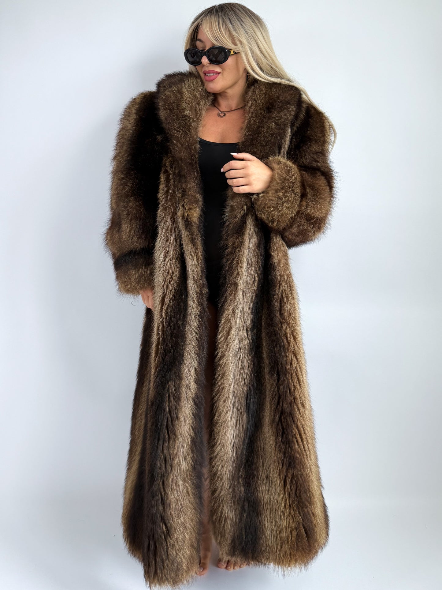 Vintage Raccoon Fur Coat – Full Length Heavyweight Mob Wife Glam | Size S-M