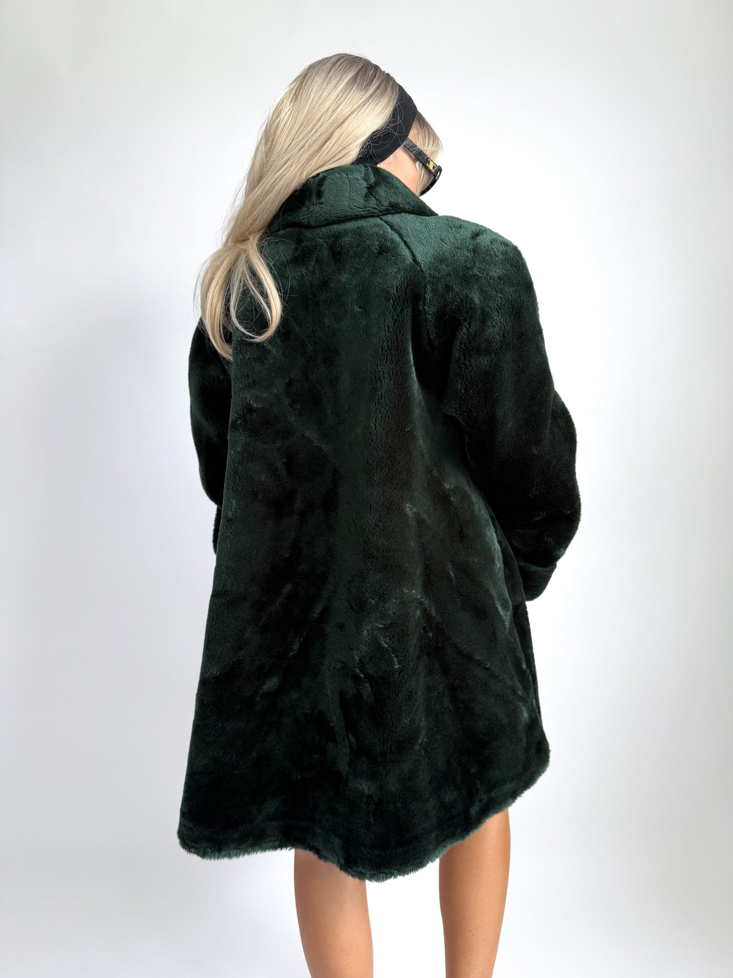 Dark Emerald Faux Fur Coat – Vintage Mob Wife Style in S-M