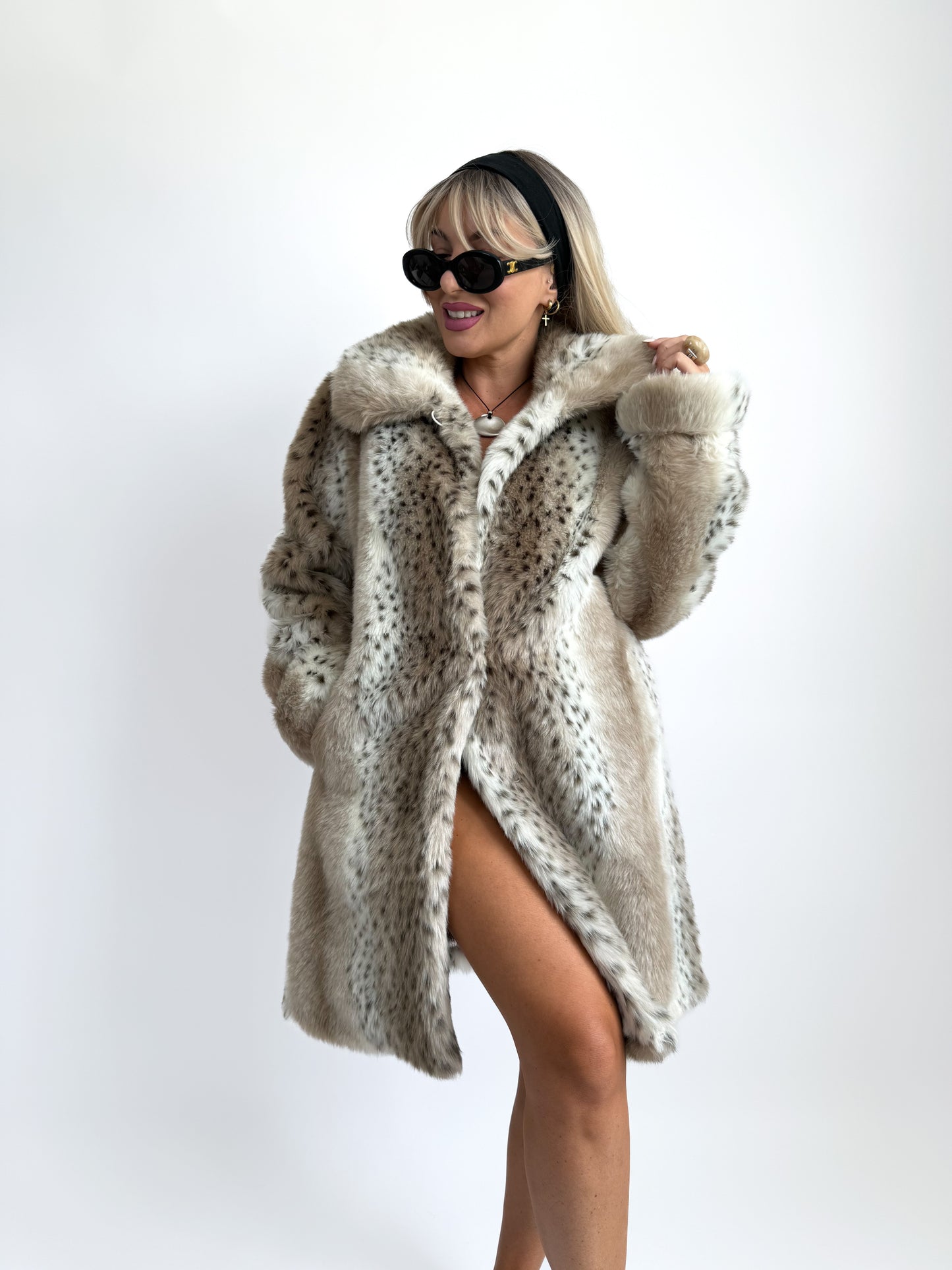 Vintage Faux Fur Leopard Print Coat – Mob Wife Style Winter Coat XS-S