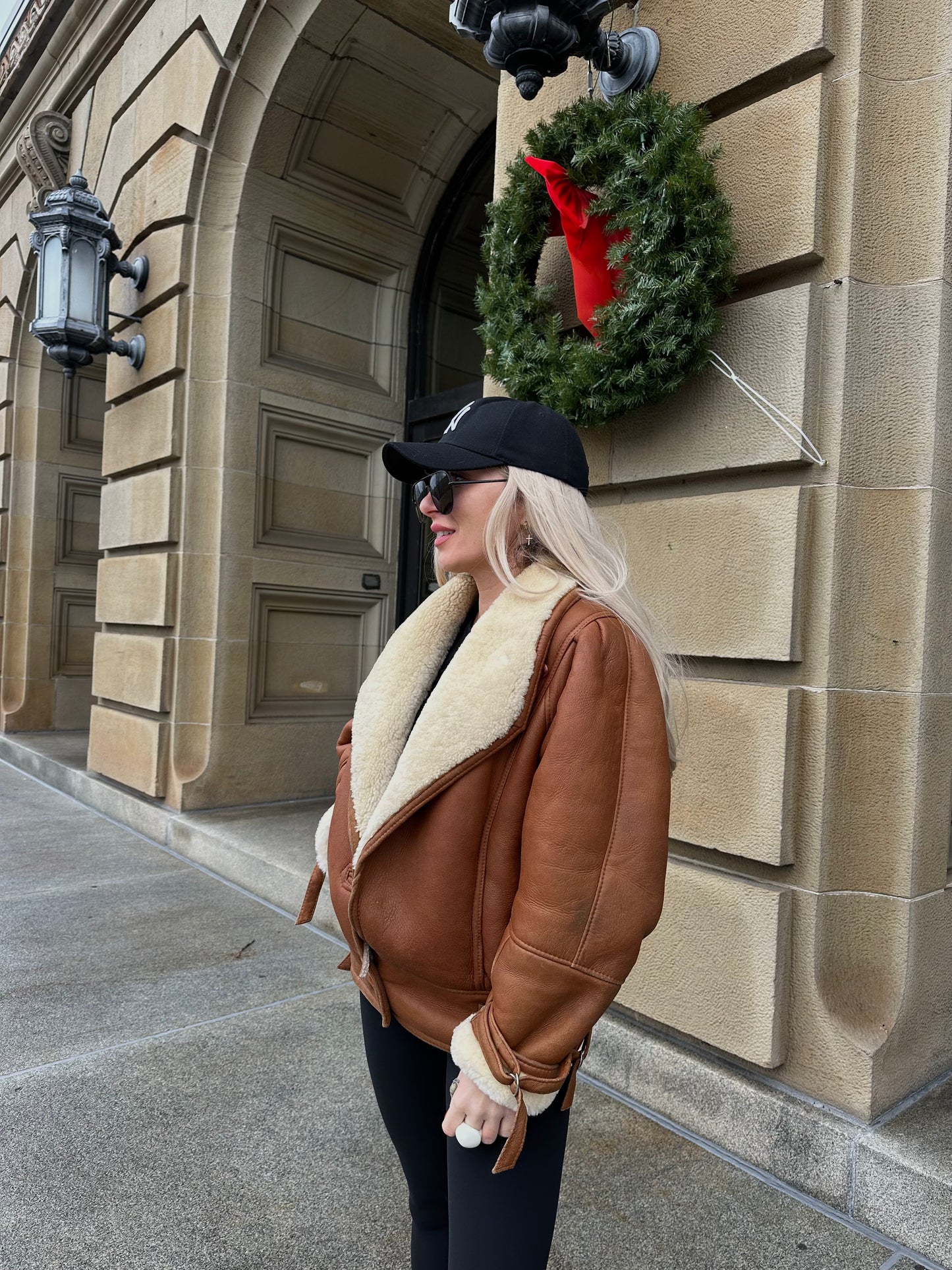 Vintage Shearling Pilot Jacket – Real Sheepskin Bomber B3 Style Coat