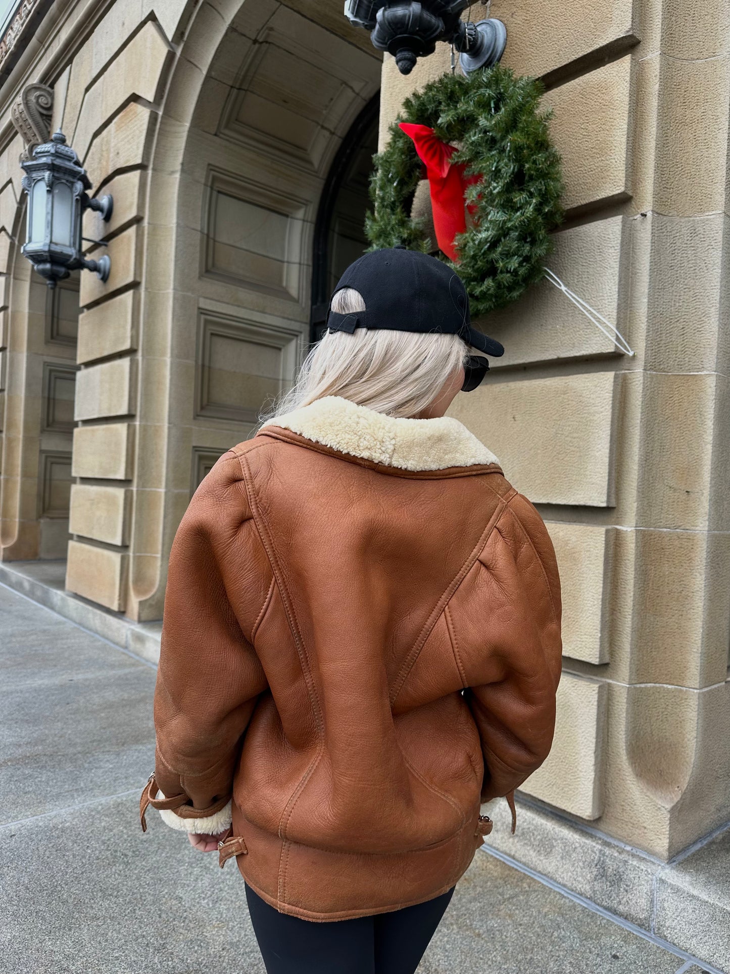Vintage Shearling Pilot Jacket – Real Sheepskin Bomber B3 Style Coat