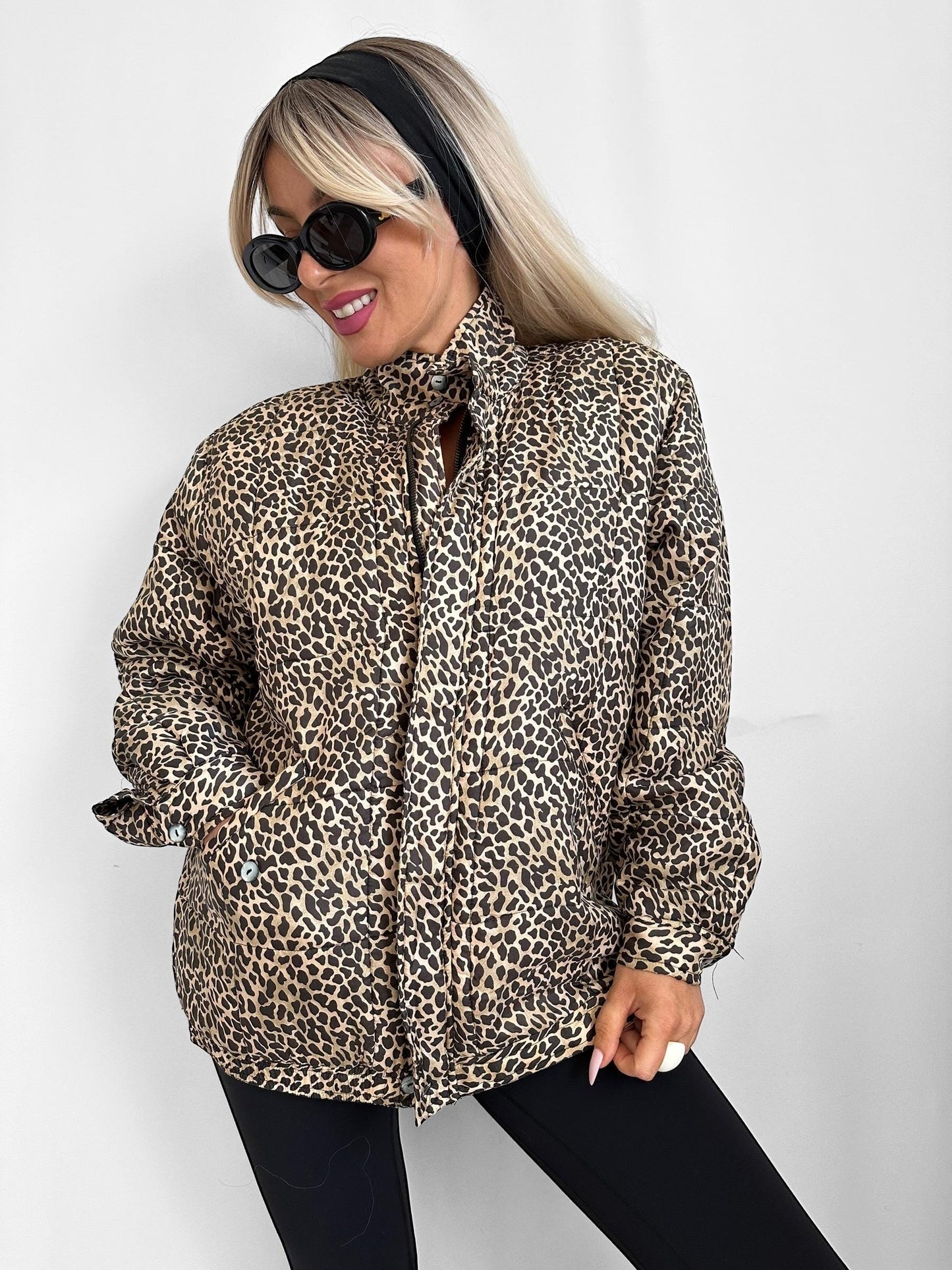 Vintage Silk Leopard Print Bomber Jacket – Lightweight Windbreaker