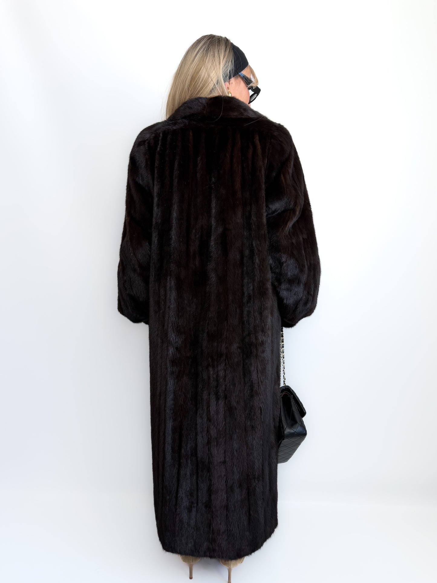 Vintage Long Brown Natural Mink Coat Mob Wife Old Money Luxorious Style Winter Jacket S-M