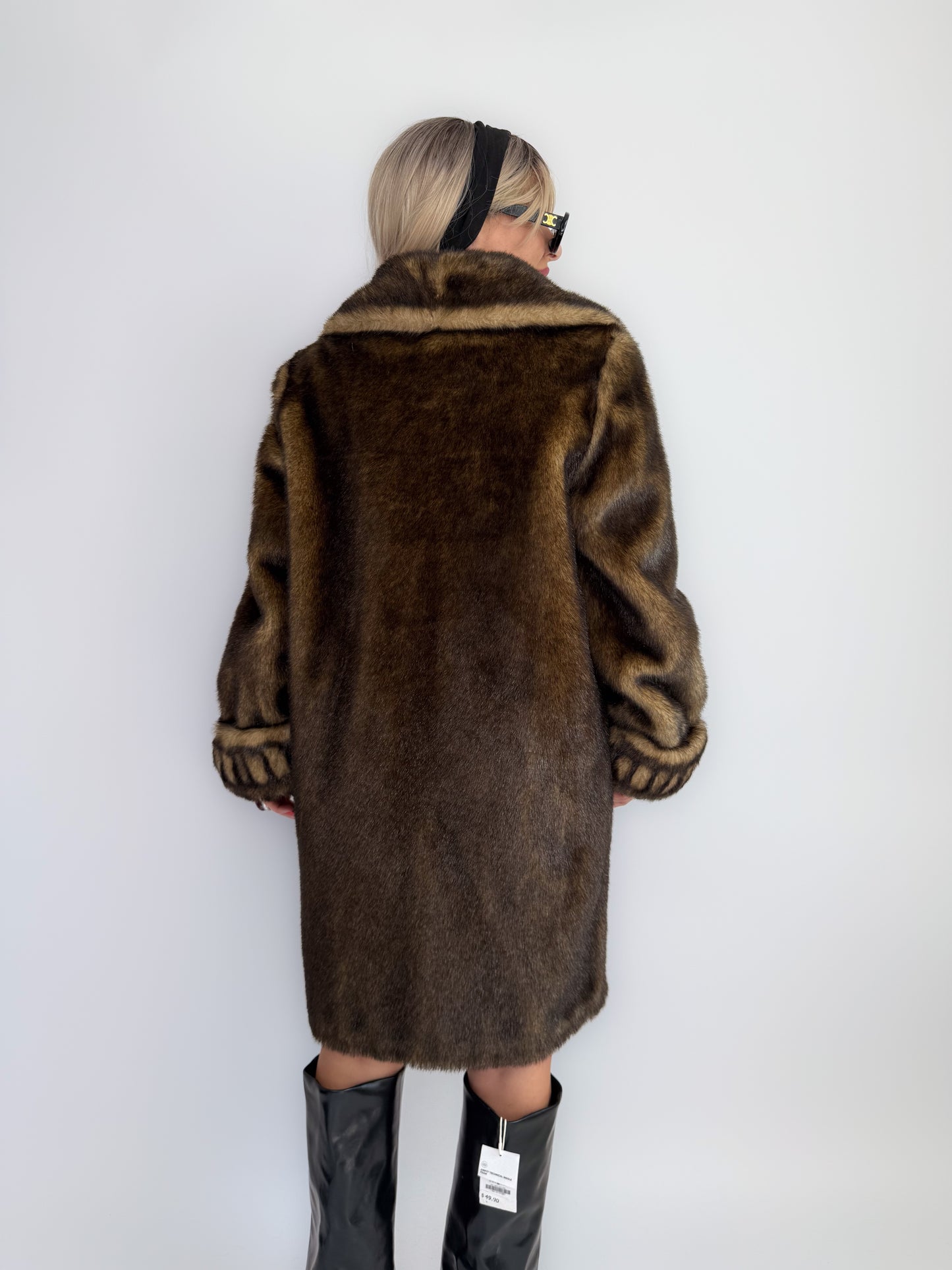 Vintage 90s Faux Fur Coat Brown-Mob Wife Energy Winter Jacket - Y2K Mink Look Winter Jacket Coat S-M