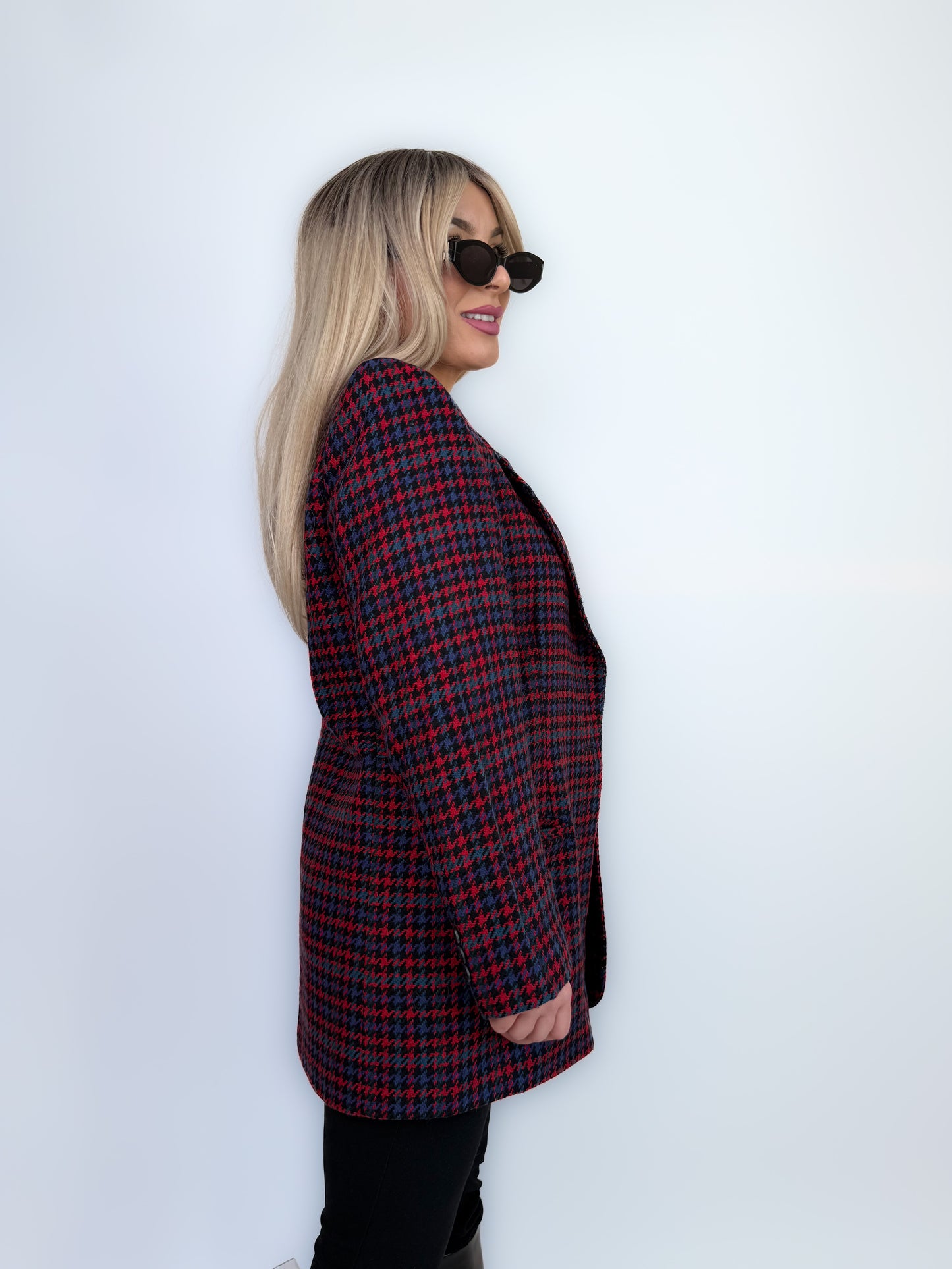 Vintage Wool Plaid Relaxed Fit Blazer Jacket S