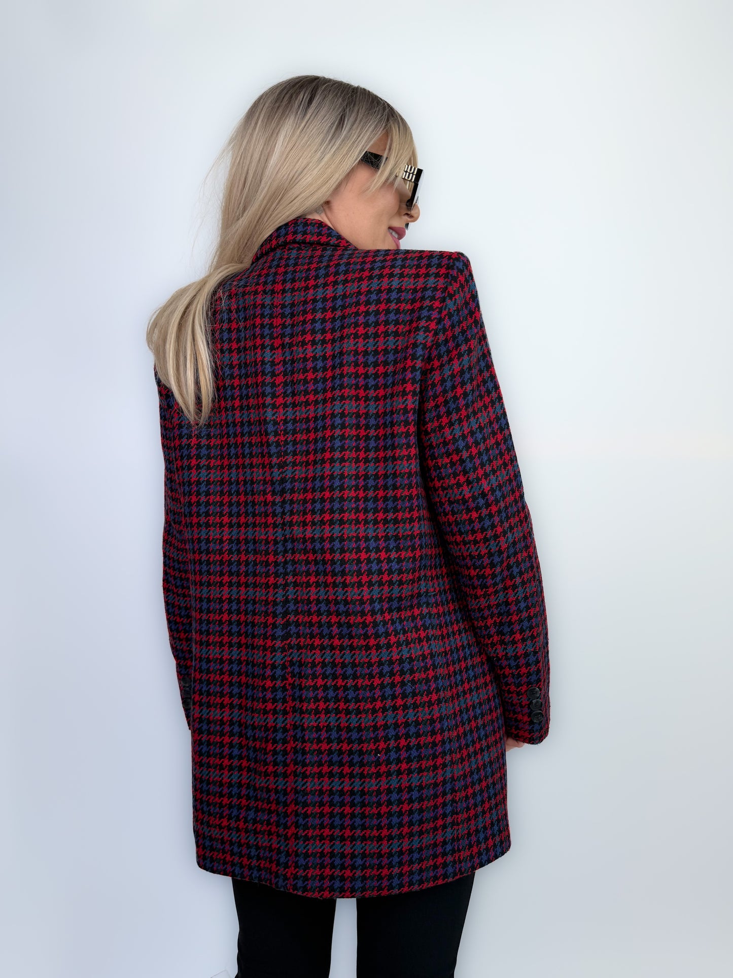 Vintage Wool Plaid Relaxed Fit Blazer Jacket S