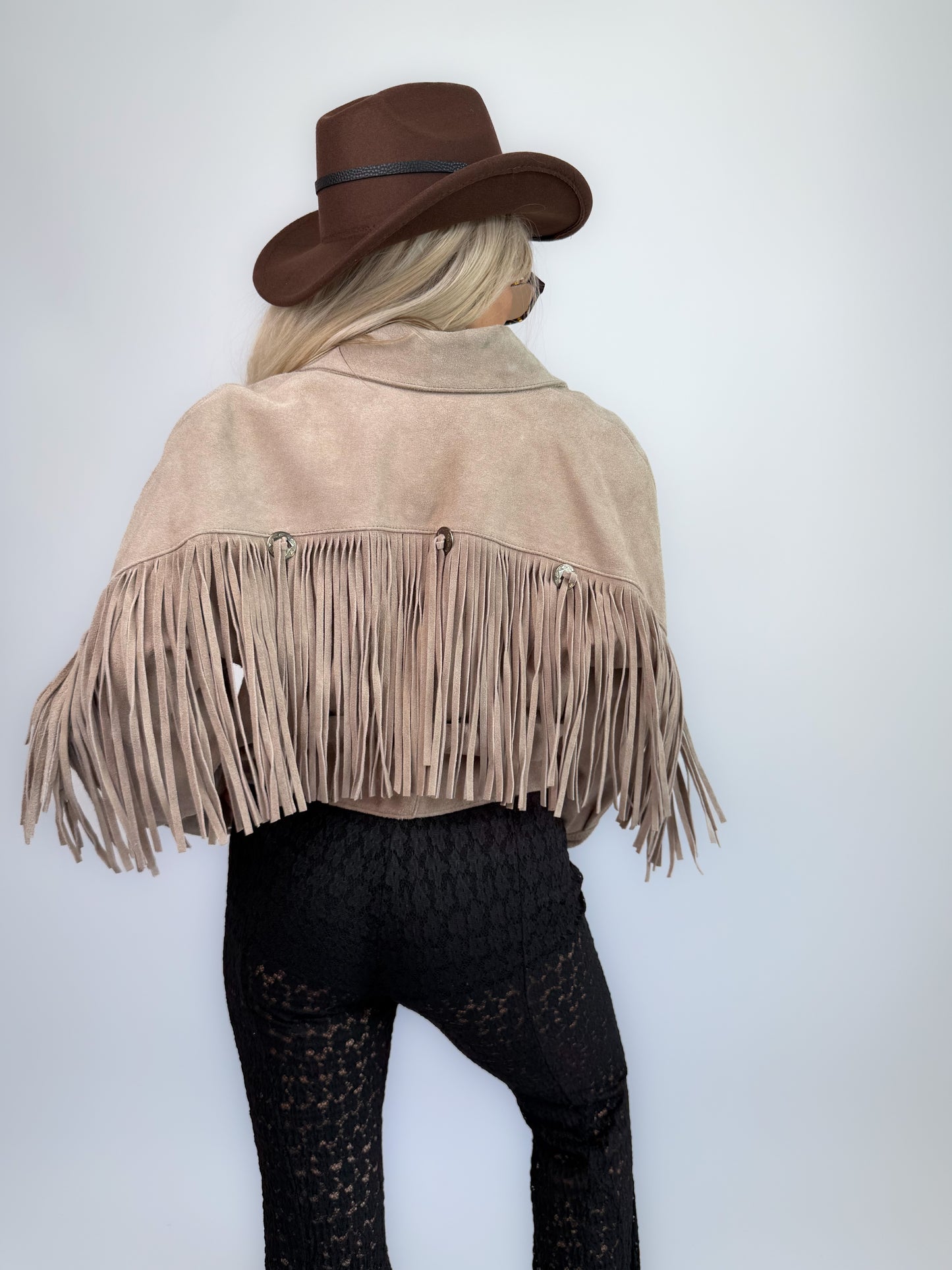 Vintage Ivory Gray Suede Fringe Jacket – Vintage Western Cowgirl Festival Coat S-M
