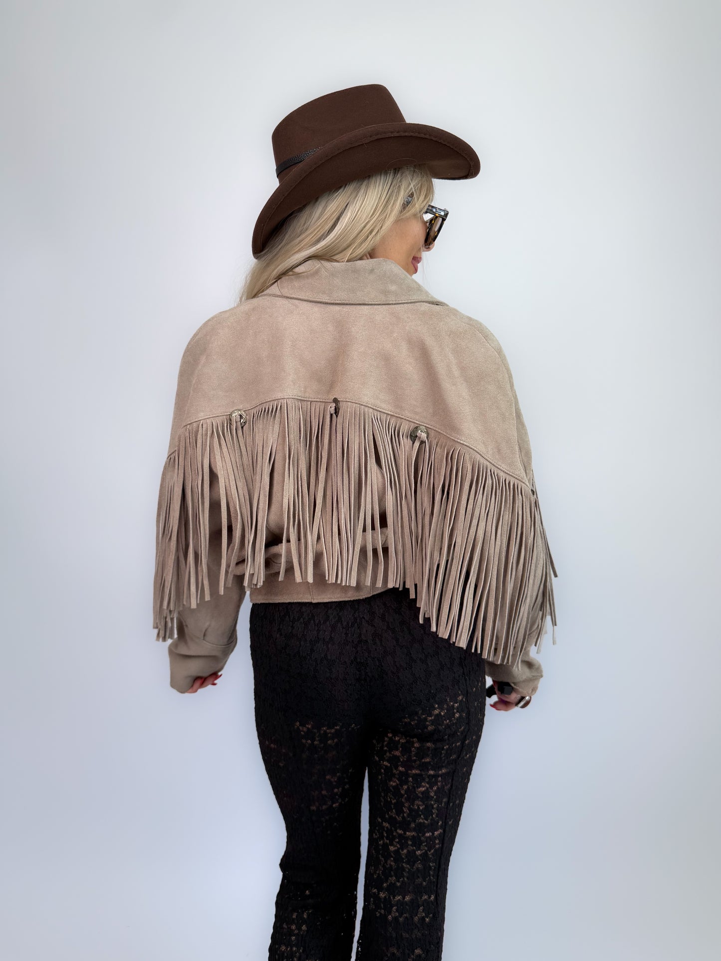 Vintage Ivory Gray Suede Fringe Jacket – Vintage Western Cowgirl Festival Coat S-M