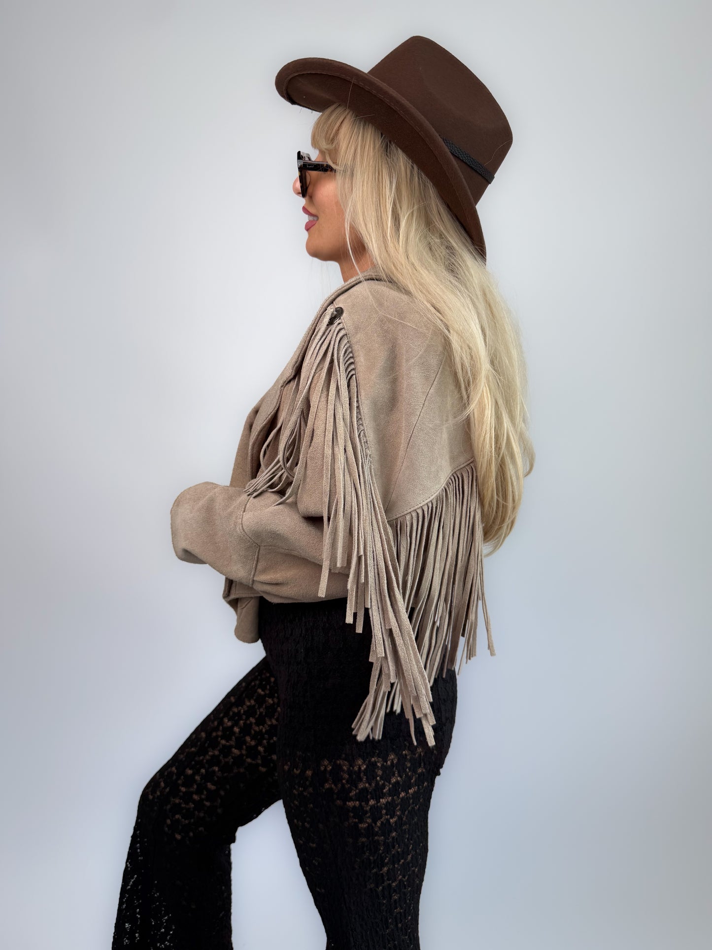 Vintage Ivory Gray Suede Fringe Jacket – Vintage Western Cowgirl Festival Coat S-M