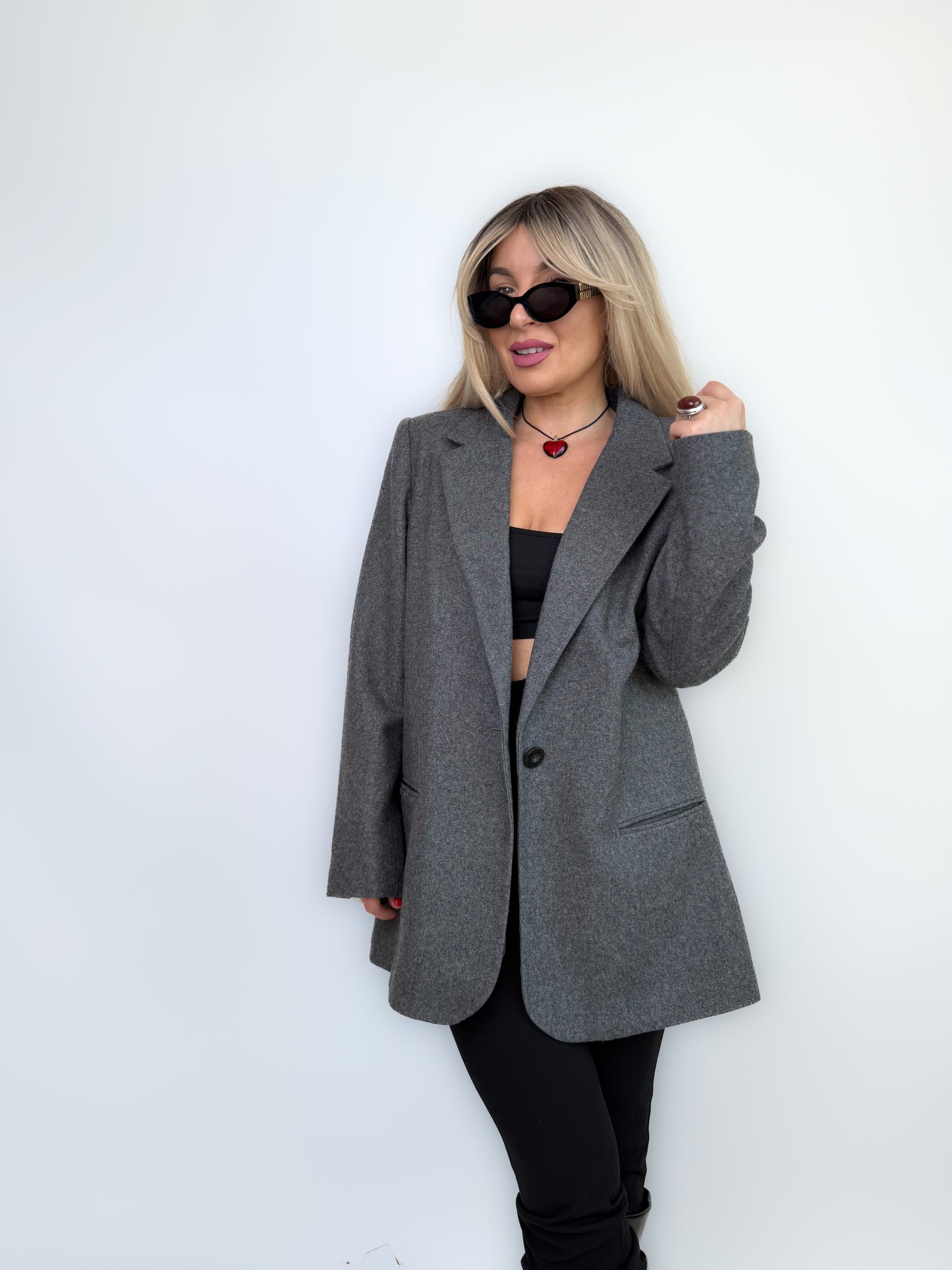 Vintage Classic Relaxed Gray Wool Blend Blazer size L