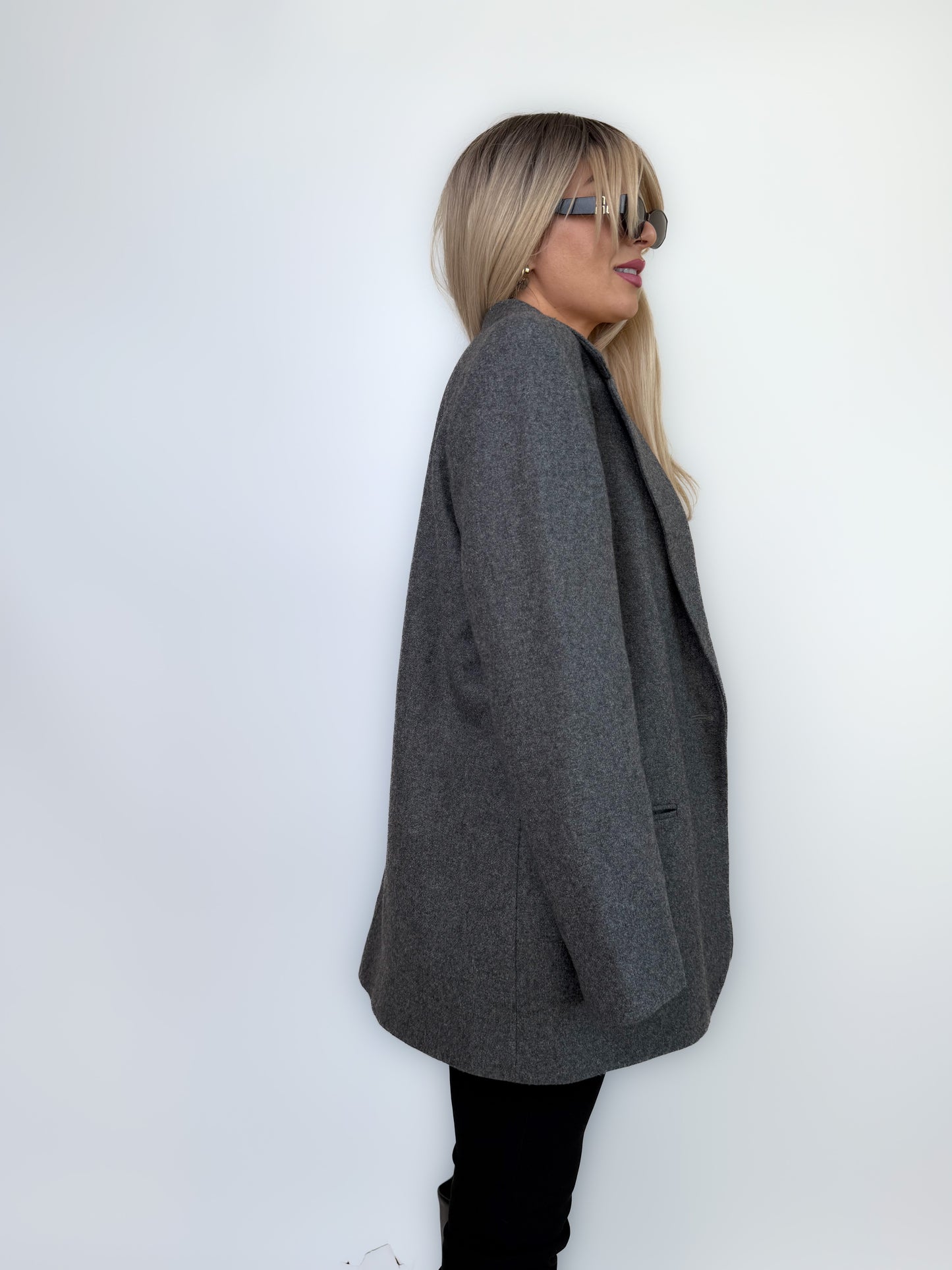 Vintage Classic Relaxed Gray Wool Blend Blazer size L