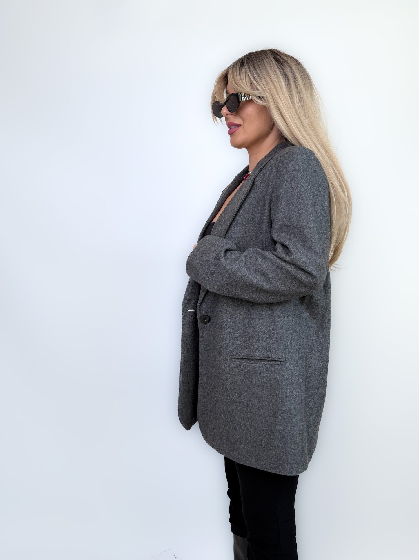 Vintage Classic Relaxed Gray Wool Blend Blazer size L