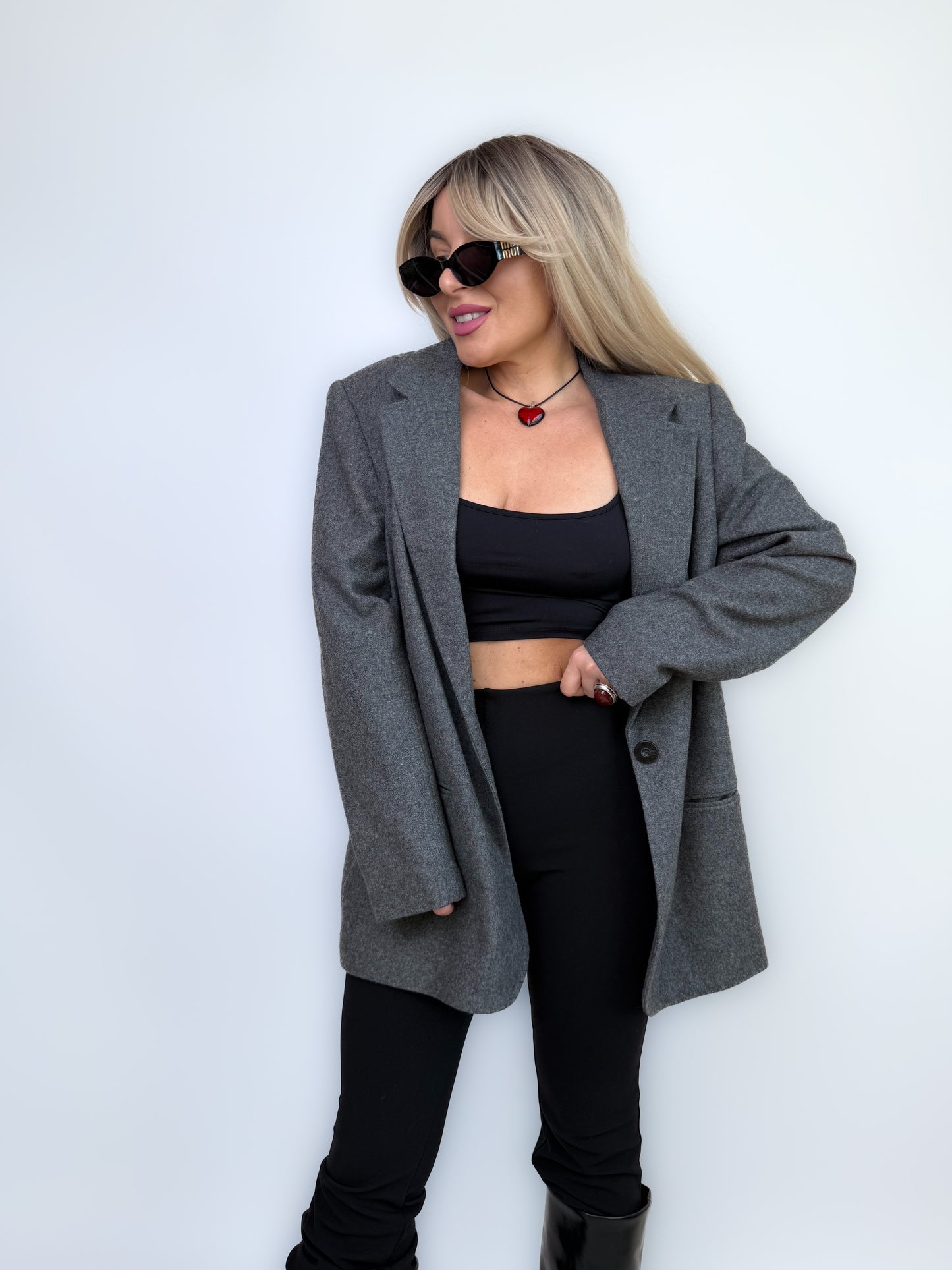 Vintage Classic Relaxed Gray Wool Blend Blazer size L