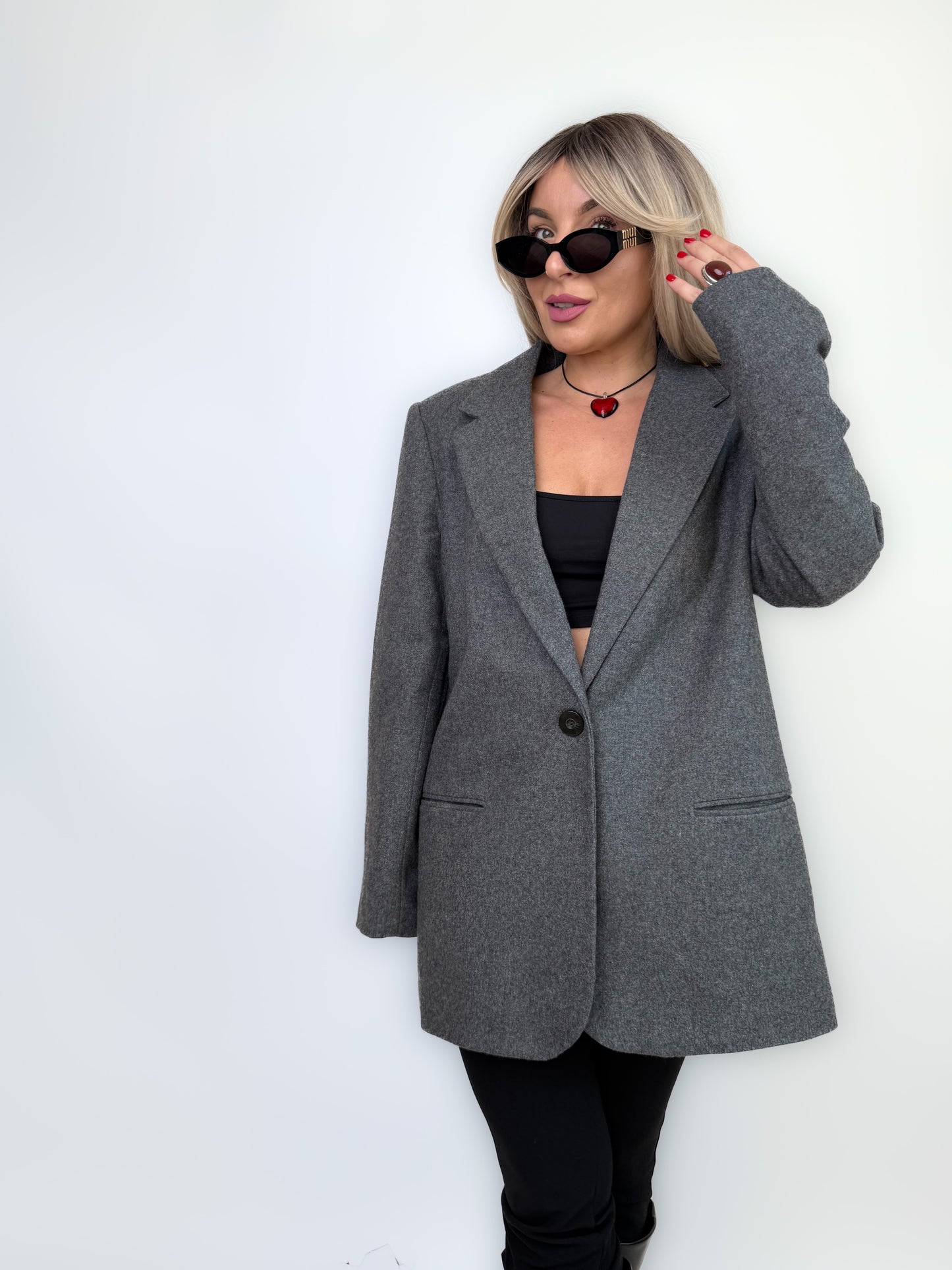 Vintage Classic Relaxed Gray Wool Blend Blazer size L