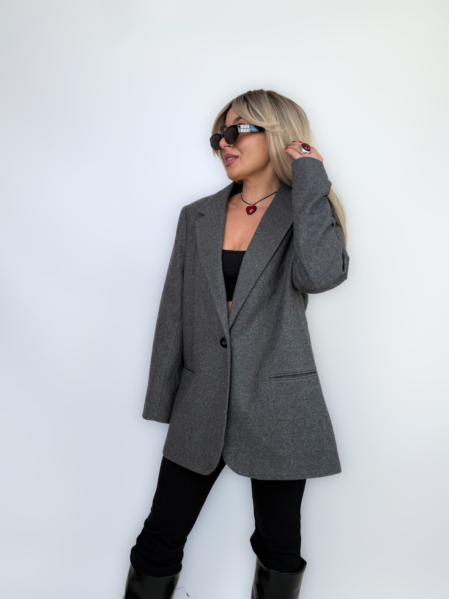 Vintage Classic Relaxed Gray Wool Blend Blazer size L