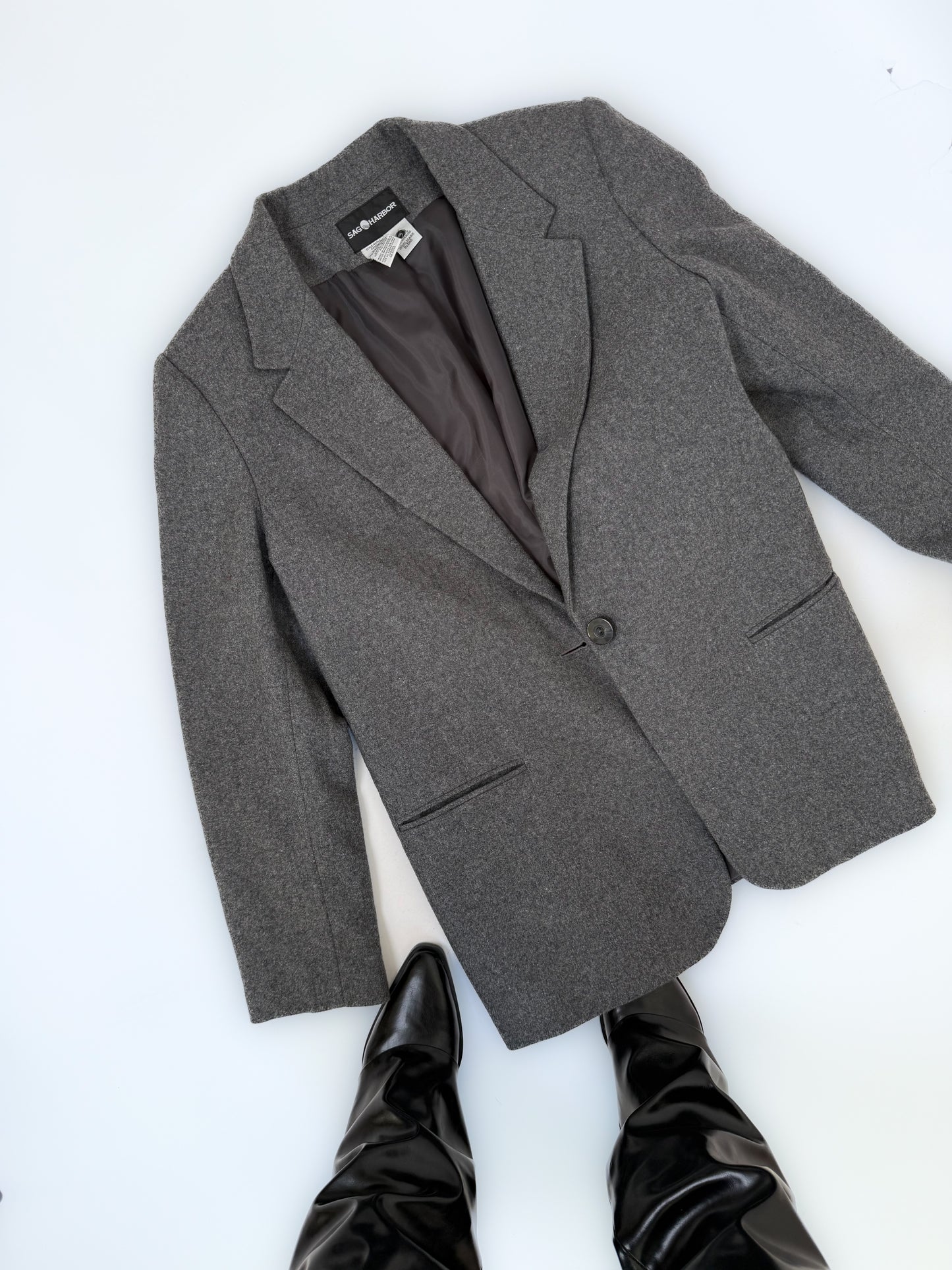 Vintage Classic Relaxed Gray Wool Blend Blazer size L