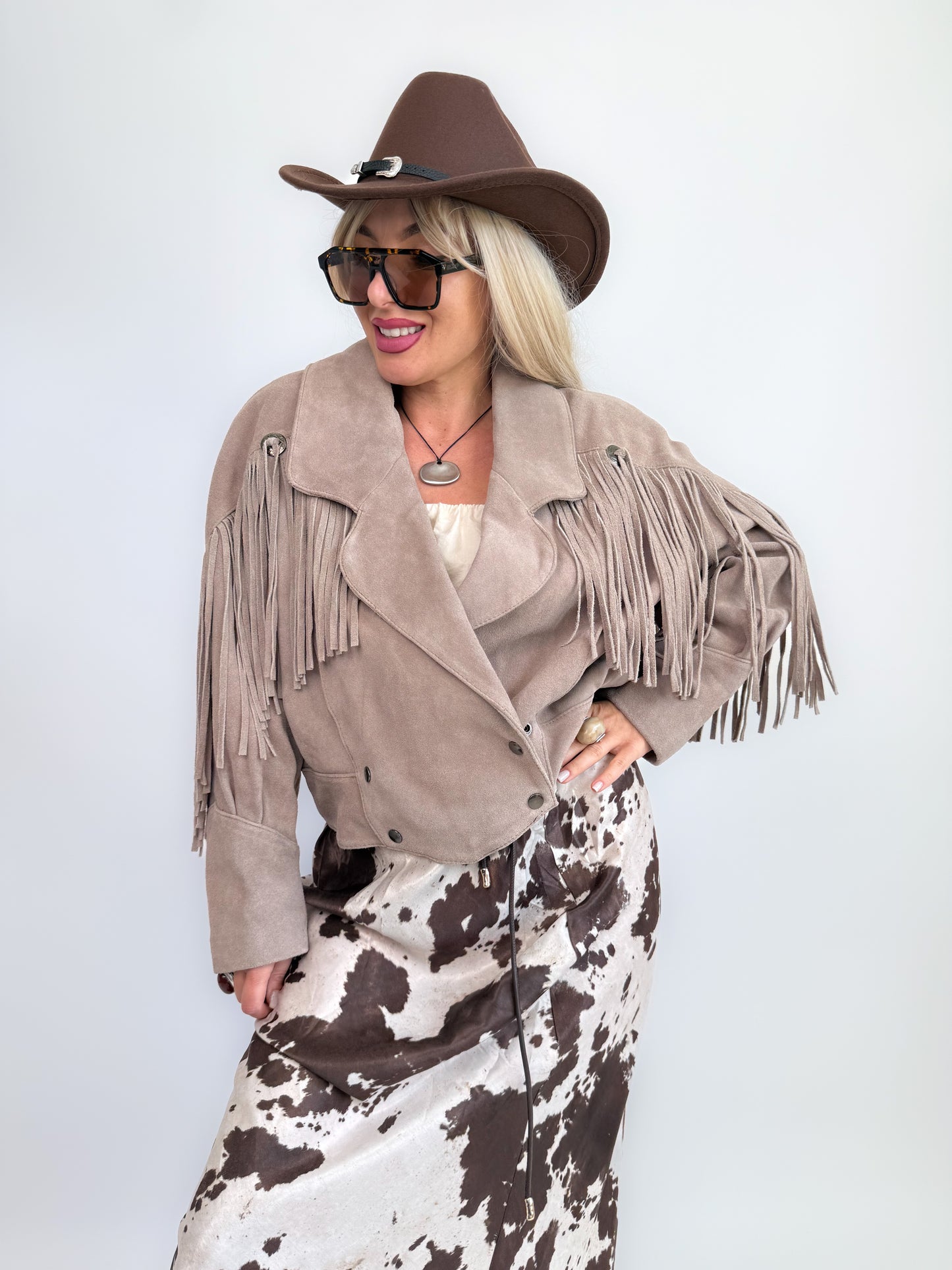 Vintage Ivory Gray Suede Fringe Jacket – Vintage Western Cowgirl Festival Coat S