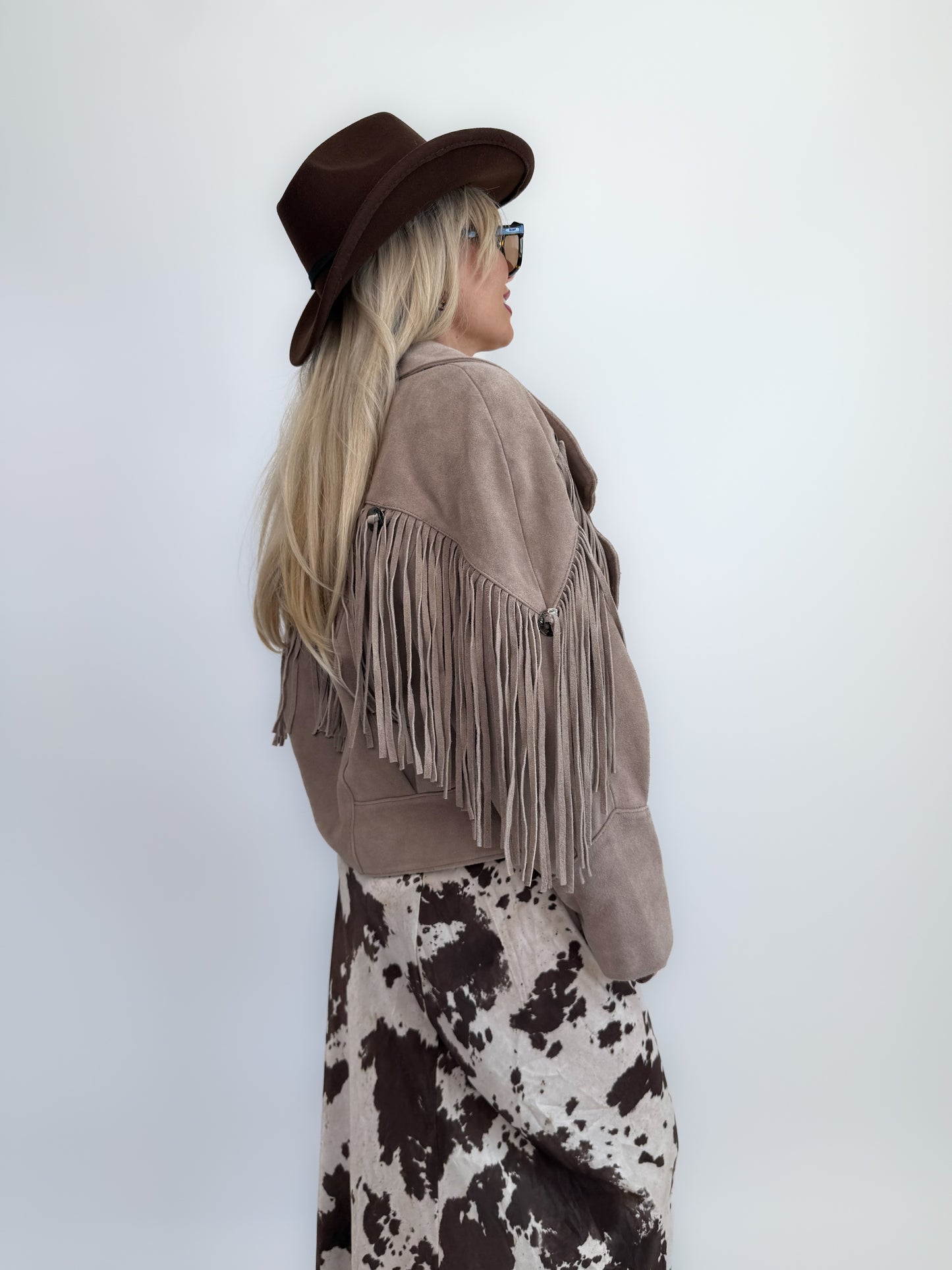 Vintage Ivory Gray Suede Fringe Jacket – Vintage Western Cowgirl Festival Coat S