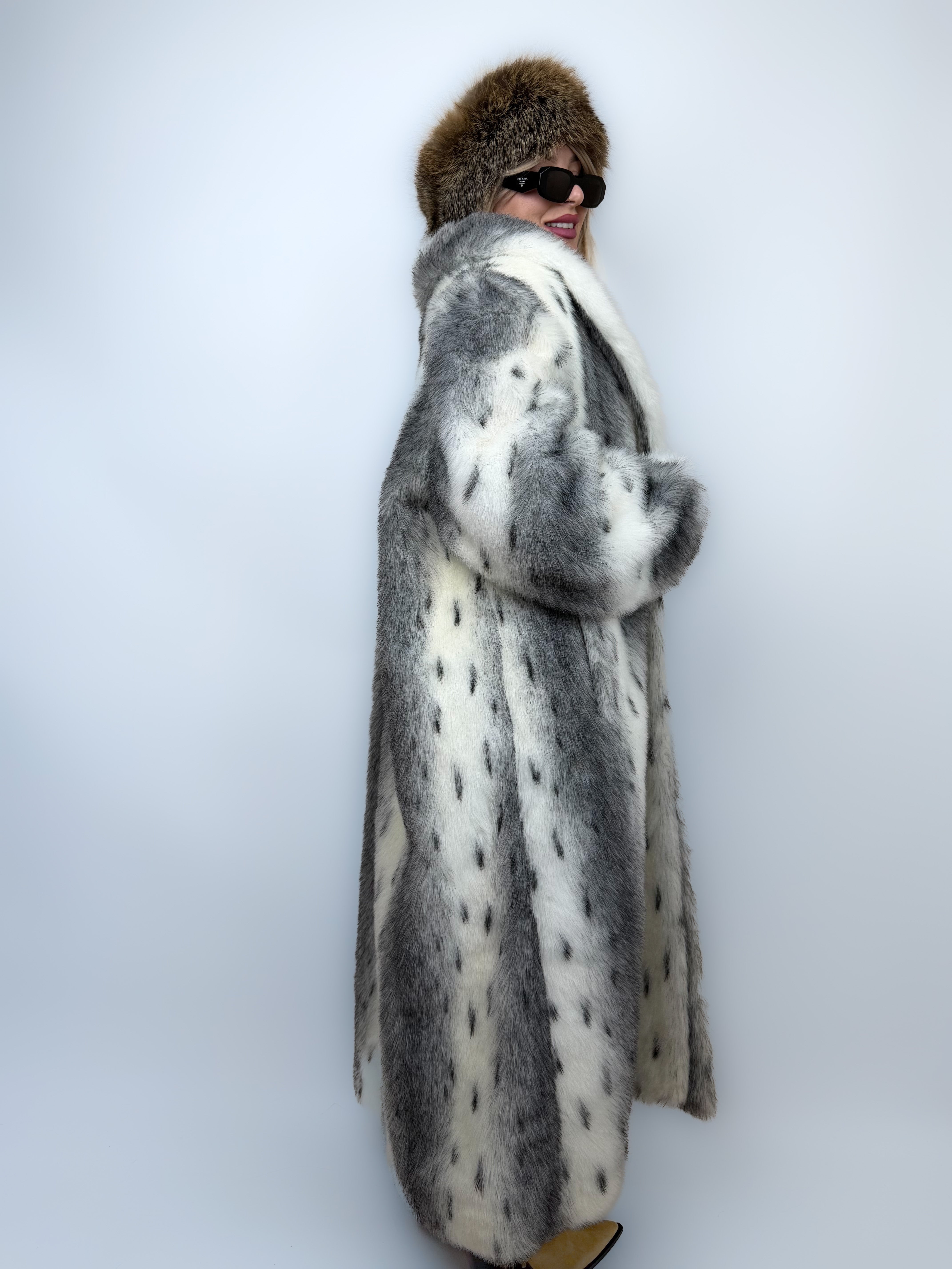 【THINK FUR】 Vintage Long Faux Fur Coat Lynx Snow Fox L-XXL – Glam Vintage Threads