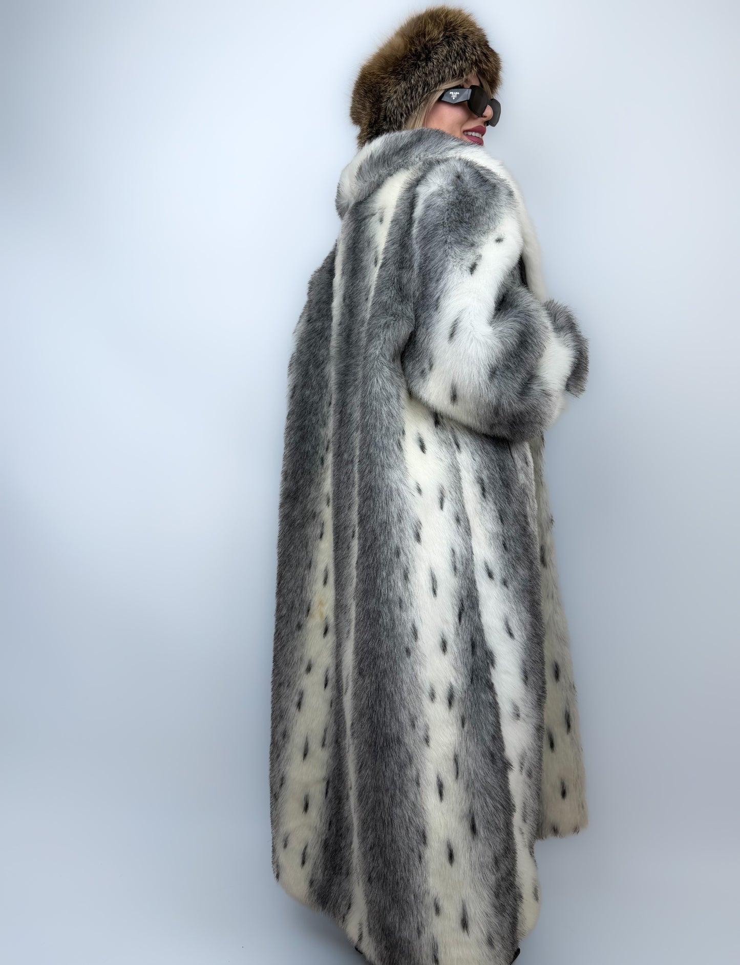 Vintage Long Faux Fur Coat Lynx Snow Fox L-XXL