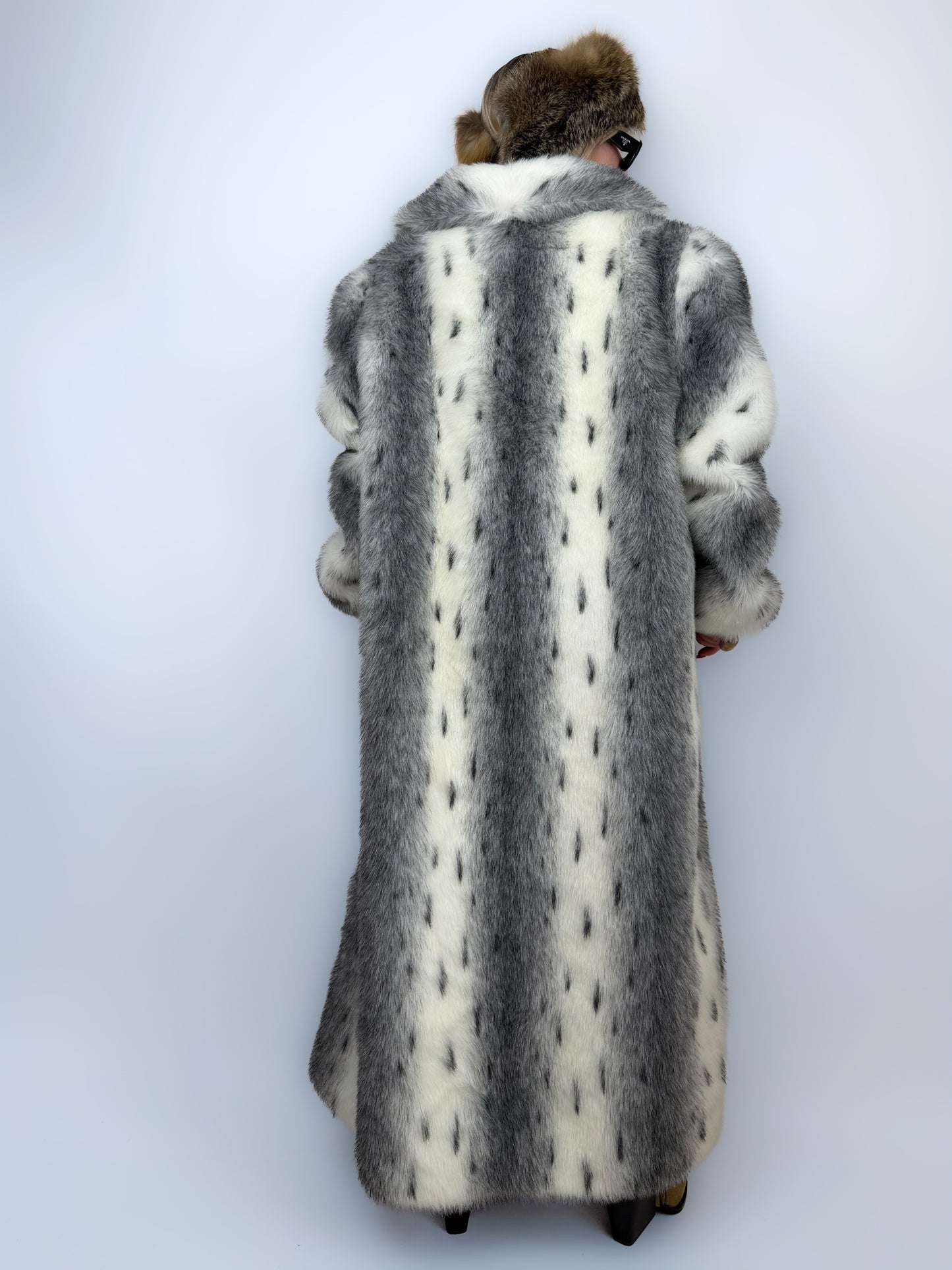 Vintage Long Faux Fur Coat Lynx Snow Fox L-XXL