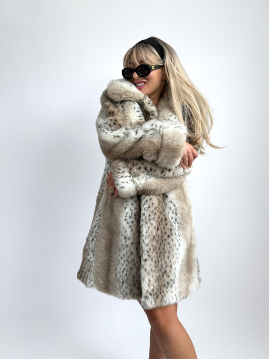 Vintage Faux Fur Leopard Print Coat – Mob Wife Style Winter Coat XS-S