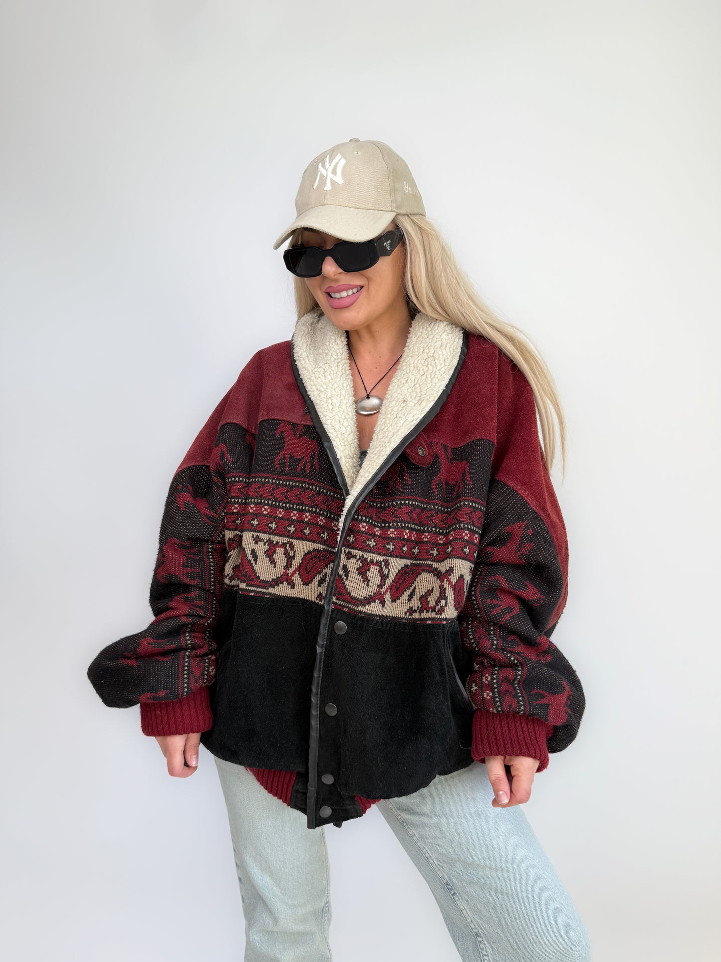 Vintage Black & Red Navajo Aztec Southwestern Jacket – Mens Western Boho  Streetwear Bomber L-XL
