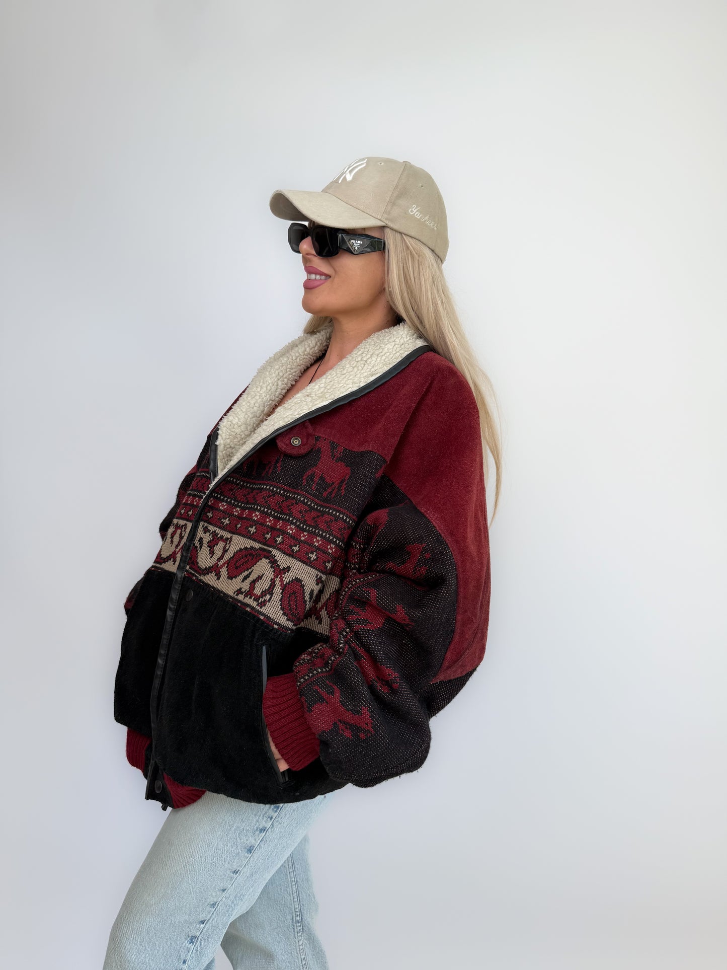 Vintage Black & Red Navajo Aztec Southwestern Jacket – Mens Western Boho  Streetwear Bomber L-XL