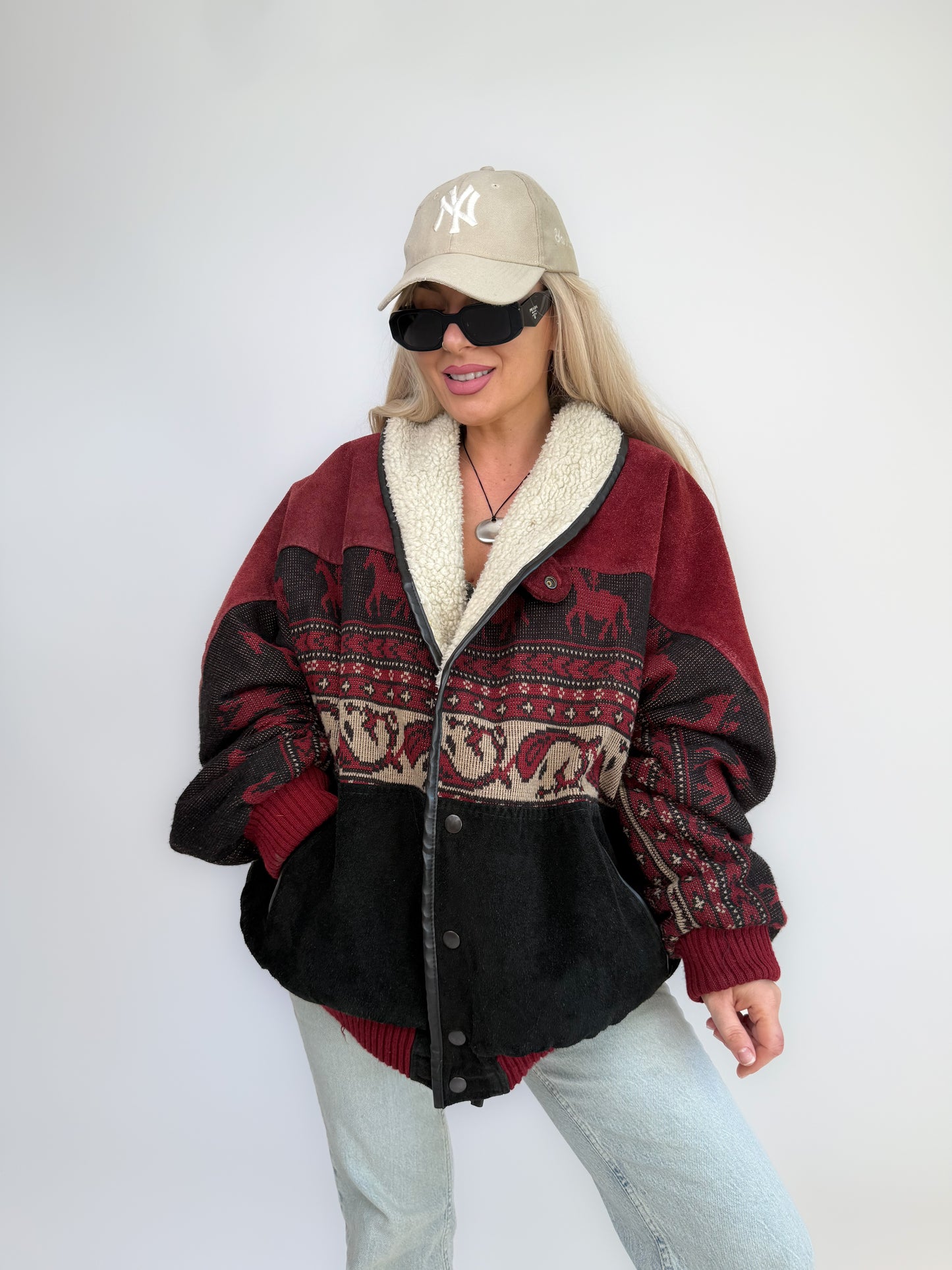 Vintage Black & Red Navajo Aztec Southwestern Jacket – Mens Western Boho  Streetwear Bomber L-XL