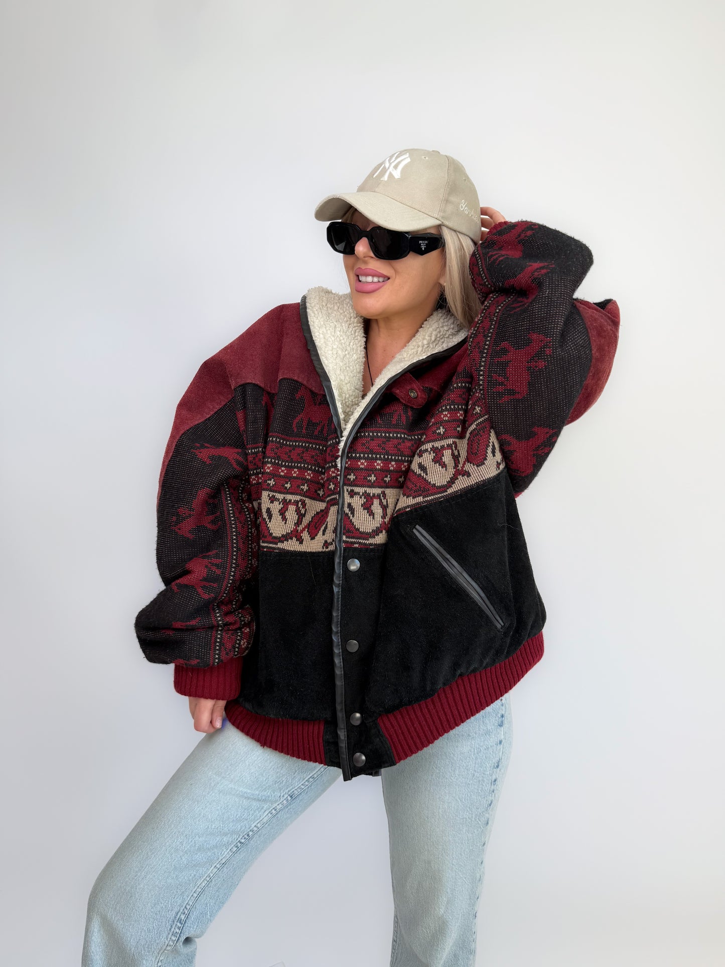 Vintage Black & Red Navajo Aztec Southwestern Jacket – Mens Western Boho  Streetwear Bomber L-XL