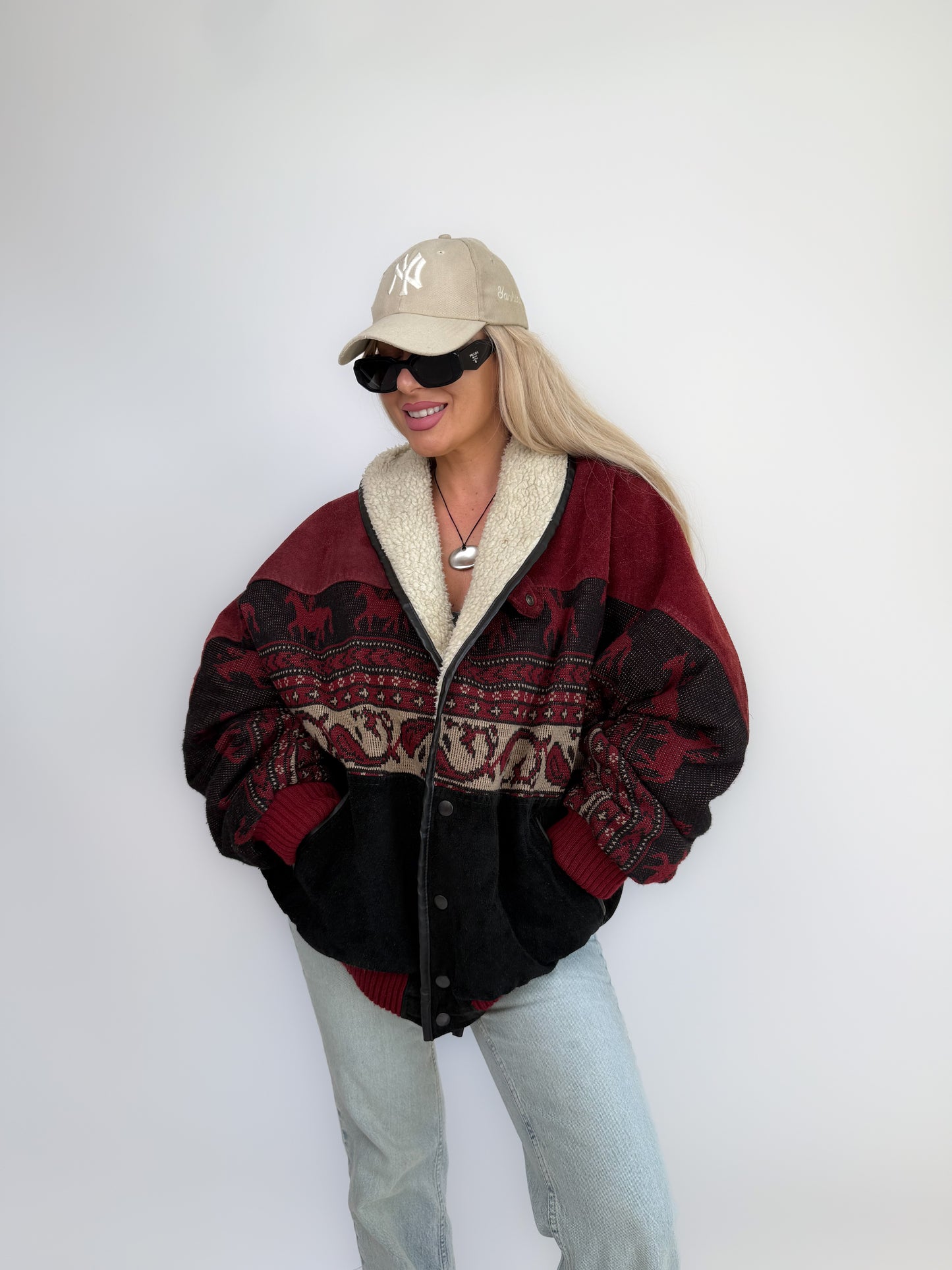 Vintage Black & Red Navajo Aztec Southwestern Jacket – Mens Western Boho  Streetwear Bomber L-XL
